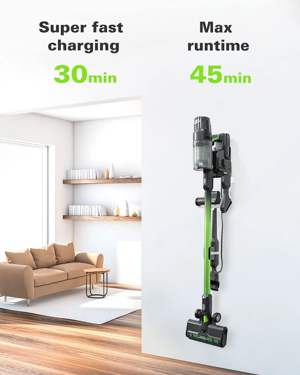 24V Cordless Green Stick Vacuum 3-in-1 Bundle: (2) 4.0 Ah Batteries and Charging Stand - Image 5