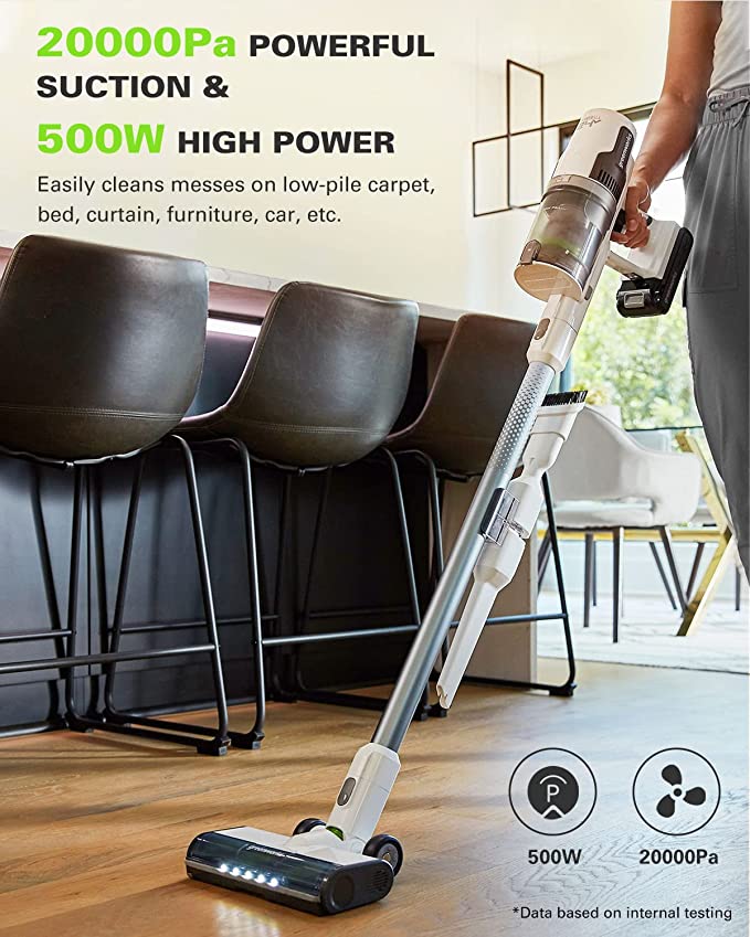 24V Cordless Battery White Stick Vacuum 3-in-1 Bundle: (2) 4.0 Ah USB Batteries and Charging Stand - Image 4