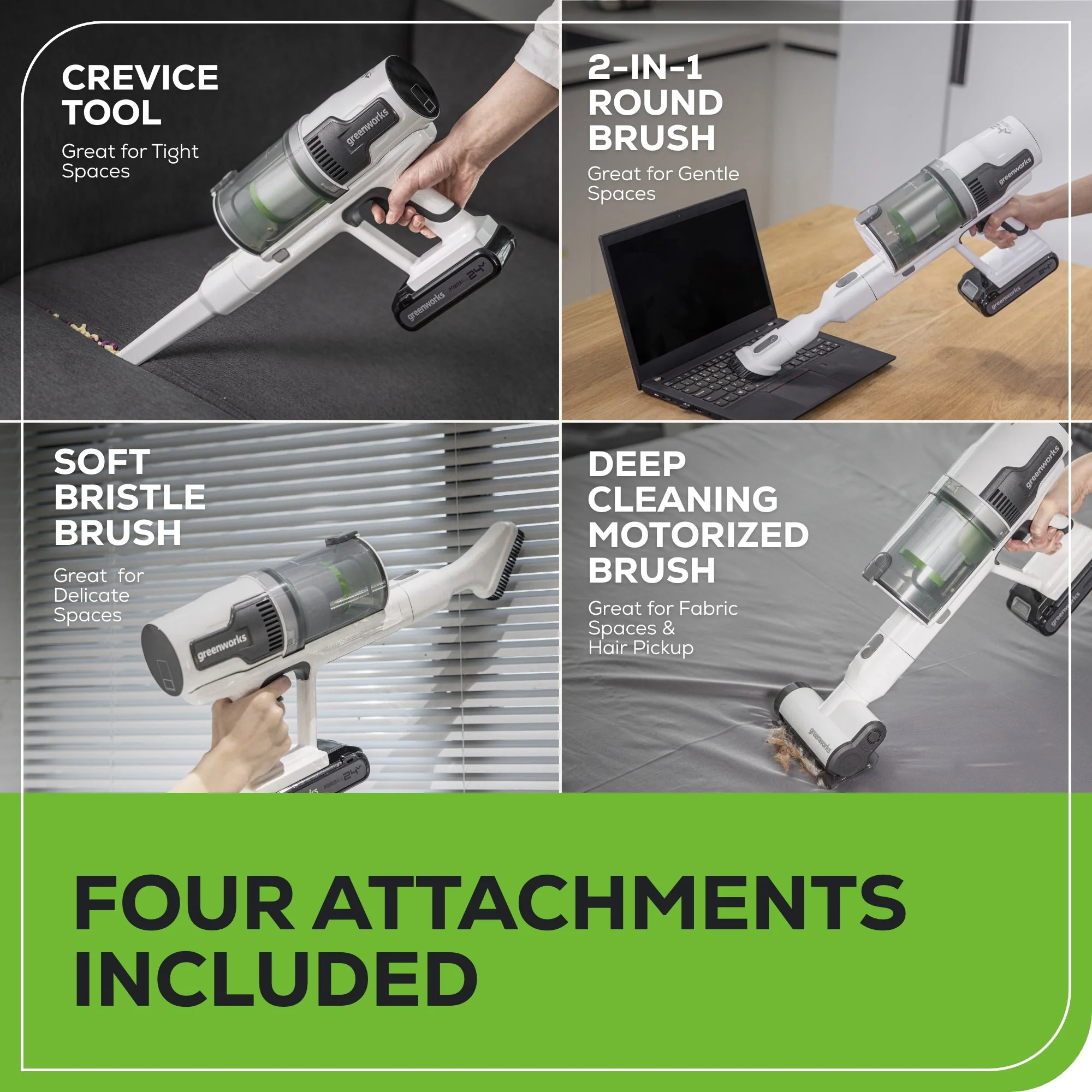 24V Cordless Battery White Stick Vacuum: 4.0 Ah USB-C Battery and Charger - Image 12