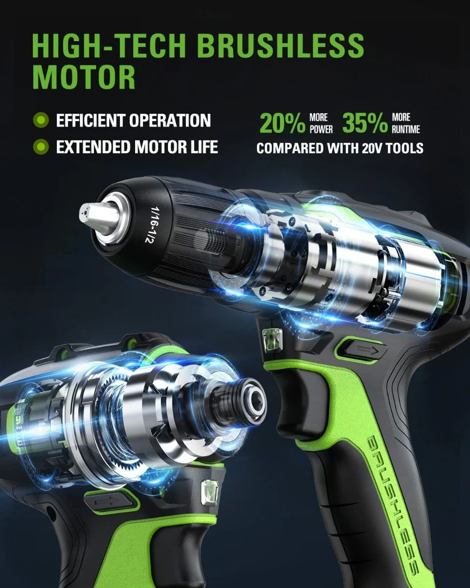 24V Cordless Battery Drill / Driver and Impact Driver w/ Two (2) 2.0Ah Batteries & Charger - Image 2