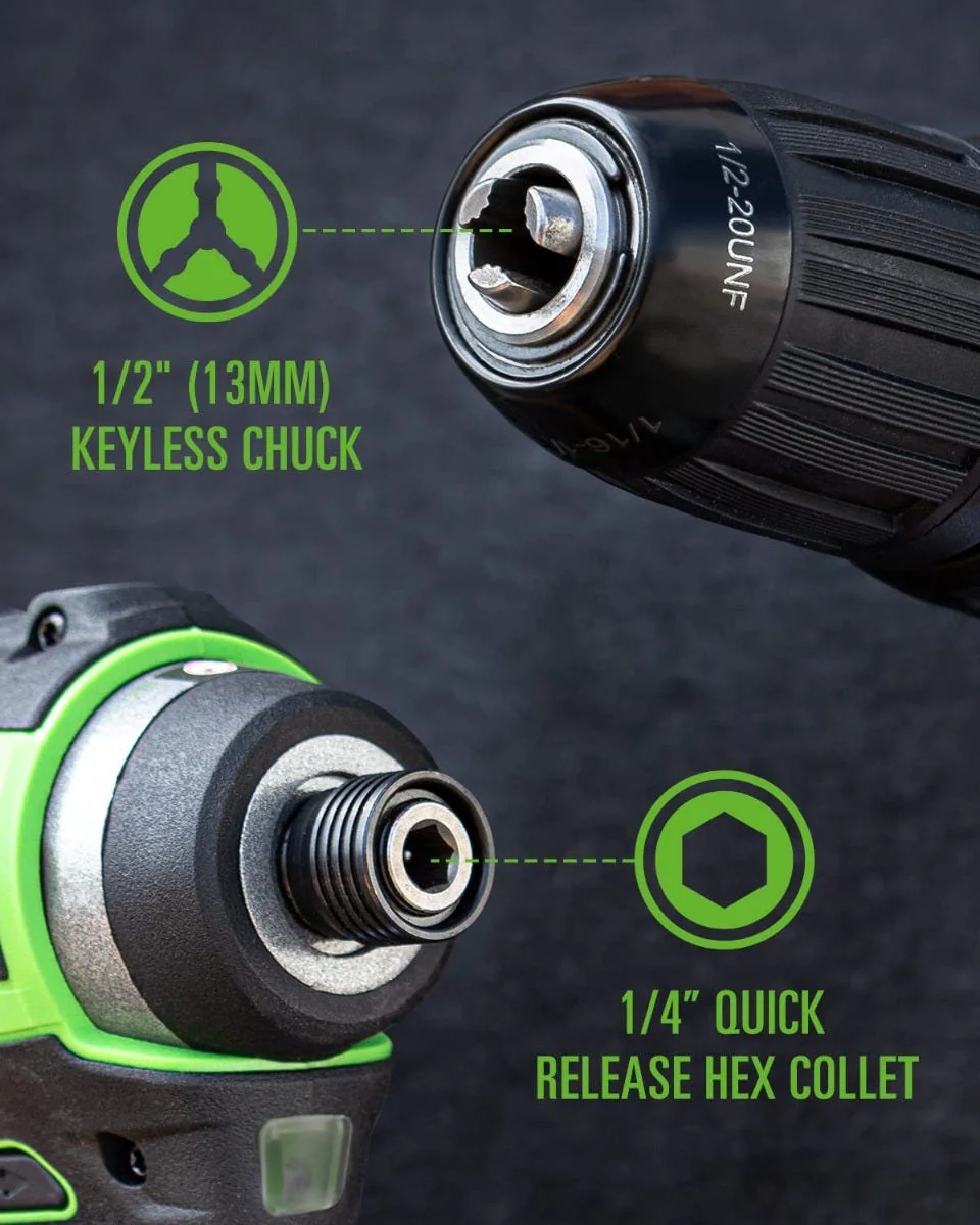 24V Cordless Battery Drill / Driver and Impact Driver w/ Two (2) 2.0Ah Batteries & Charger - Image 5