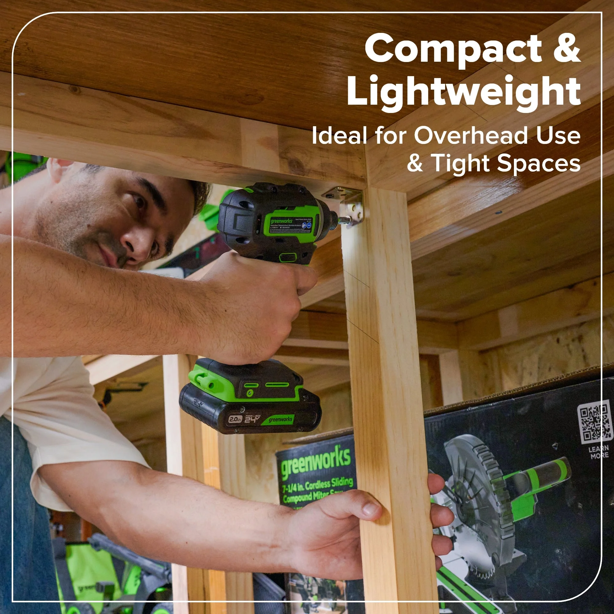 24V Brushless Power Tool 4PC Combo Kit, (1) 4.0 Ah and (1) 2.0 Ah USB-C Batteries and 65W USB-C Fast Charger - Image 13