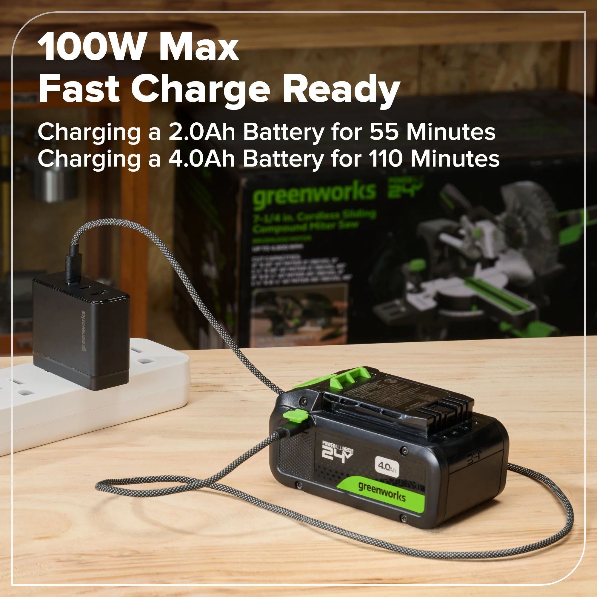24V Brushless Power Tool 4PC Combo Kit, (1) 4.0 Ah and (1) 2.0 Ah USB-C Batteries and 65W USB-C Fast Charger - Image 24