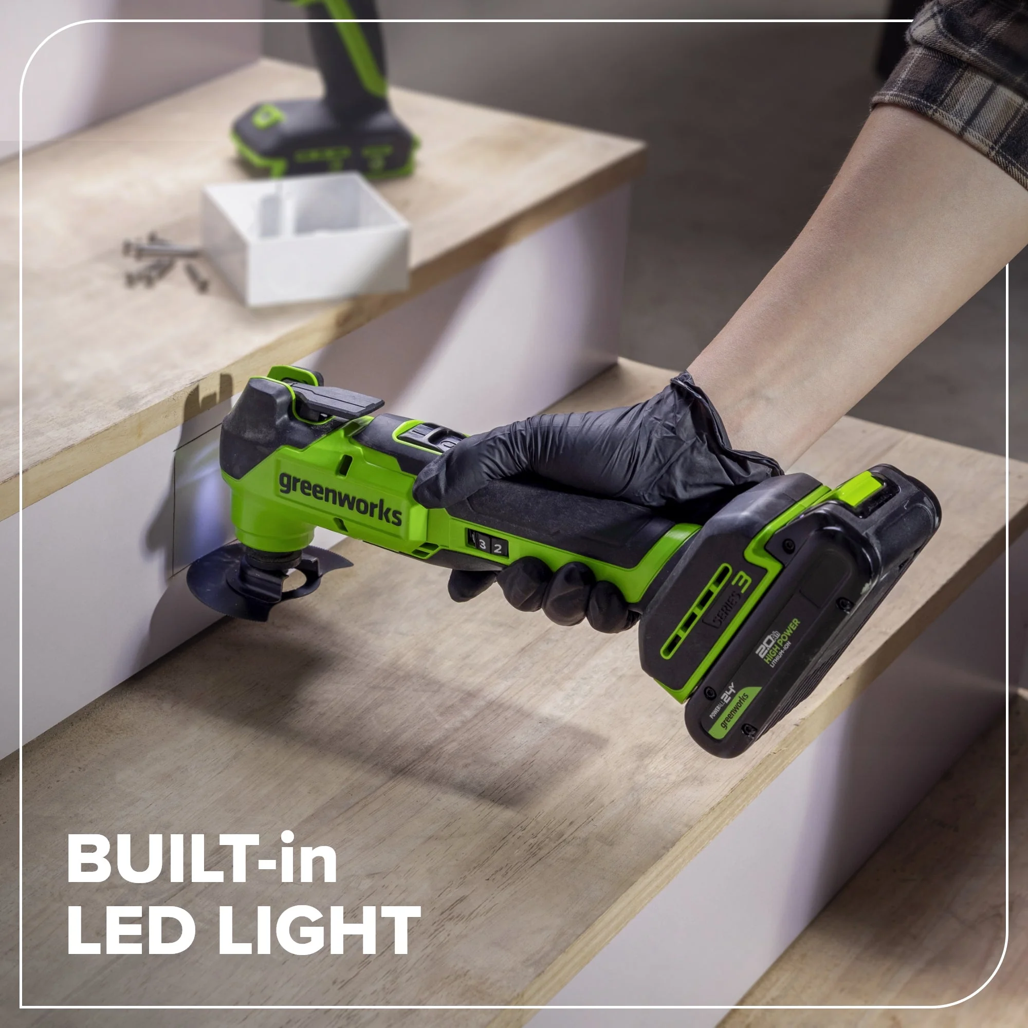 24V Brushless Power Tool 8PC Combo Kit: (2) 4.0 Ah and (1) 2.0 Ah USB-C Batteries and Charger - Image 16