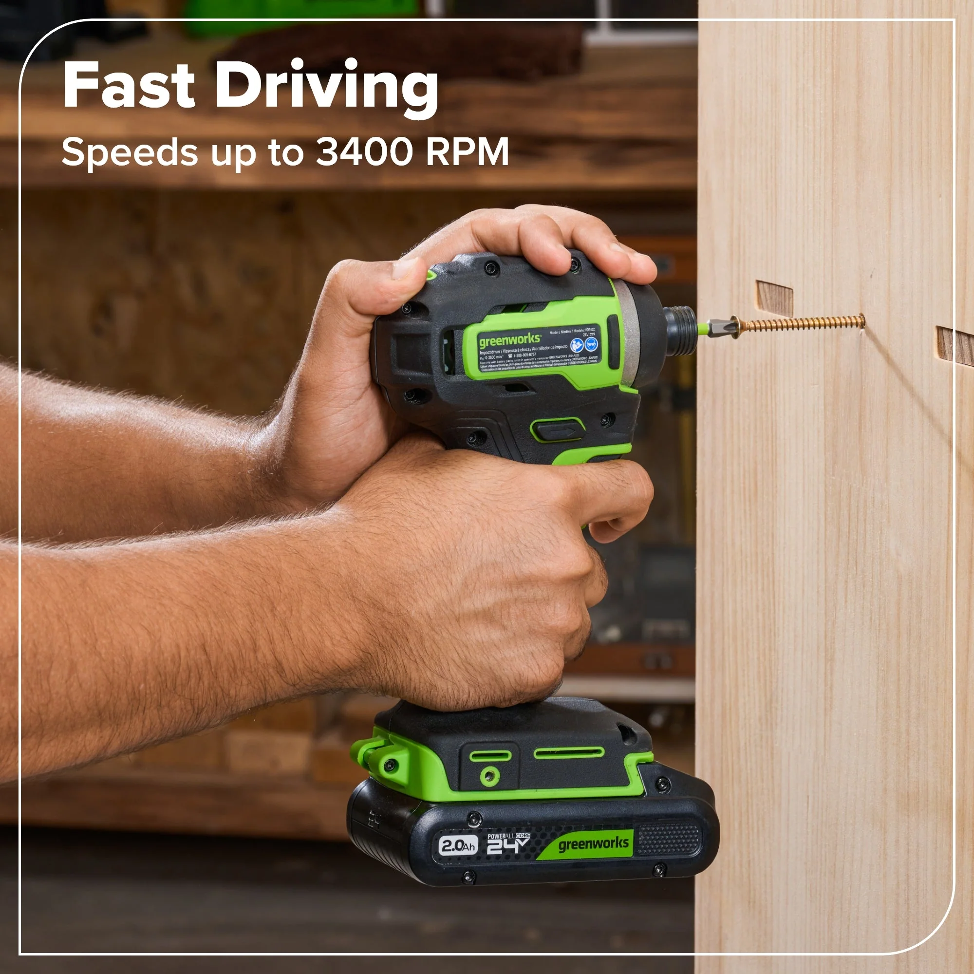 24V Brushless Power Tool 8PC Combo Kit: (2) 4.0 Ah and (1) 2.0 Ah USB-C Batteries and Charger - Image 25
