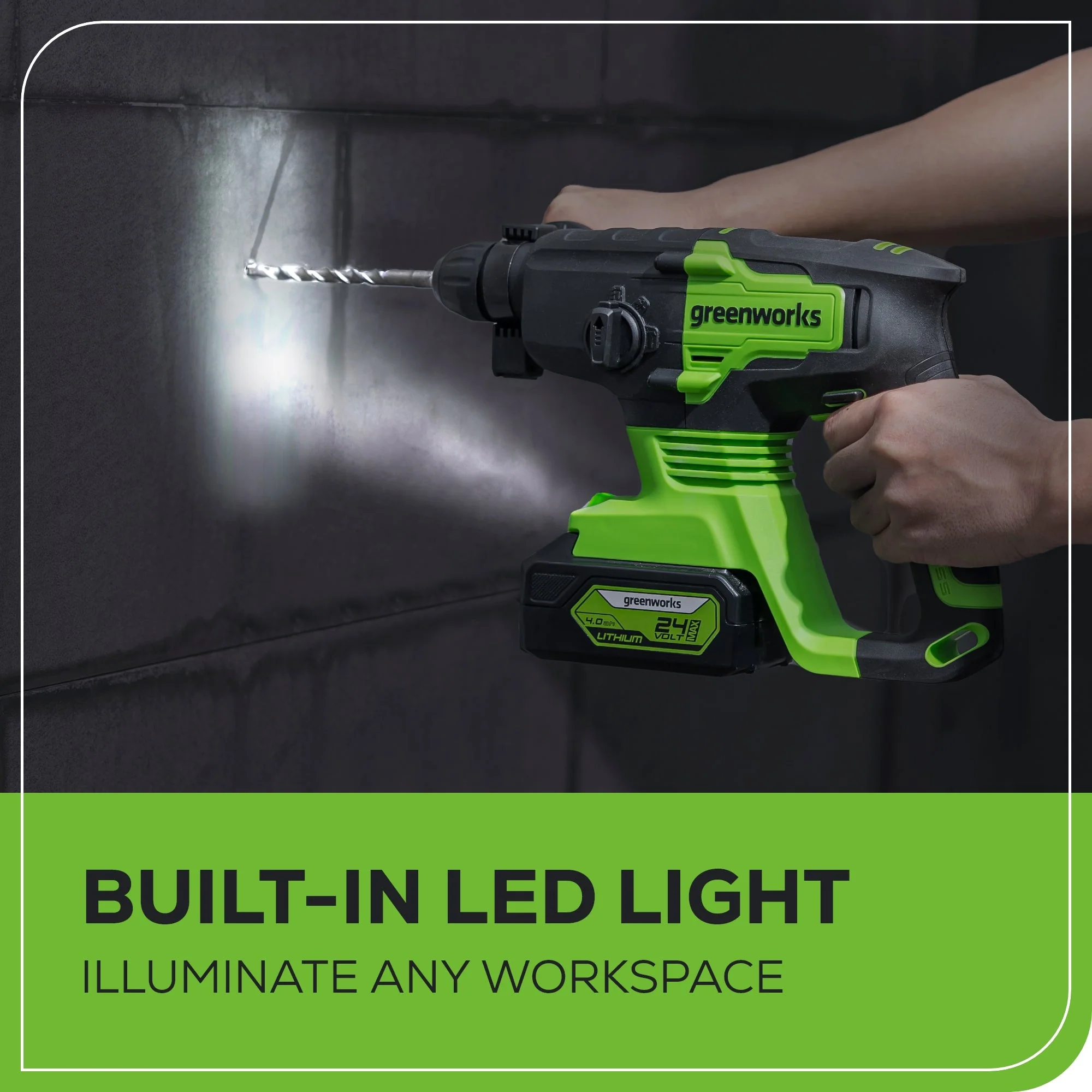 24V SDS-Plus 2J Brushless Rotary Hammer Drill: 4.0 Ah USB Battery and Charger - Image 5