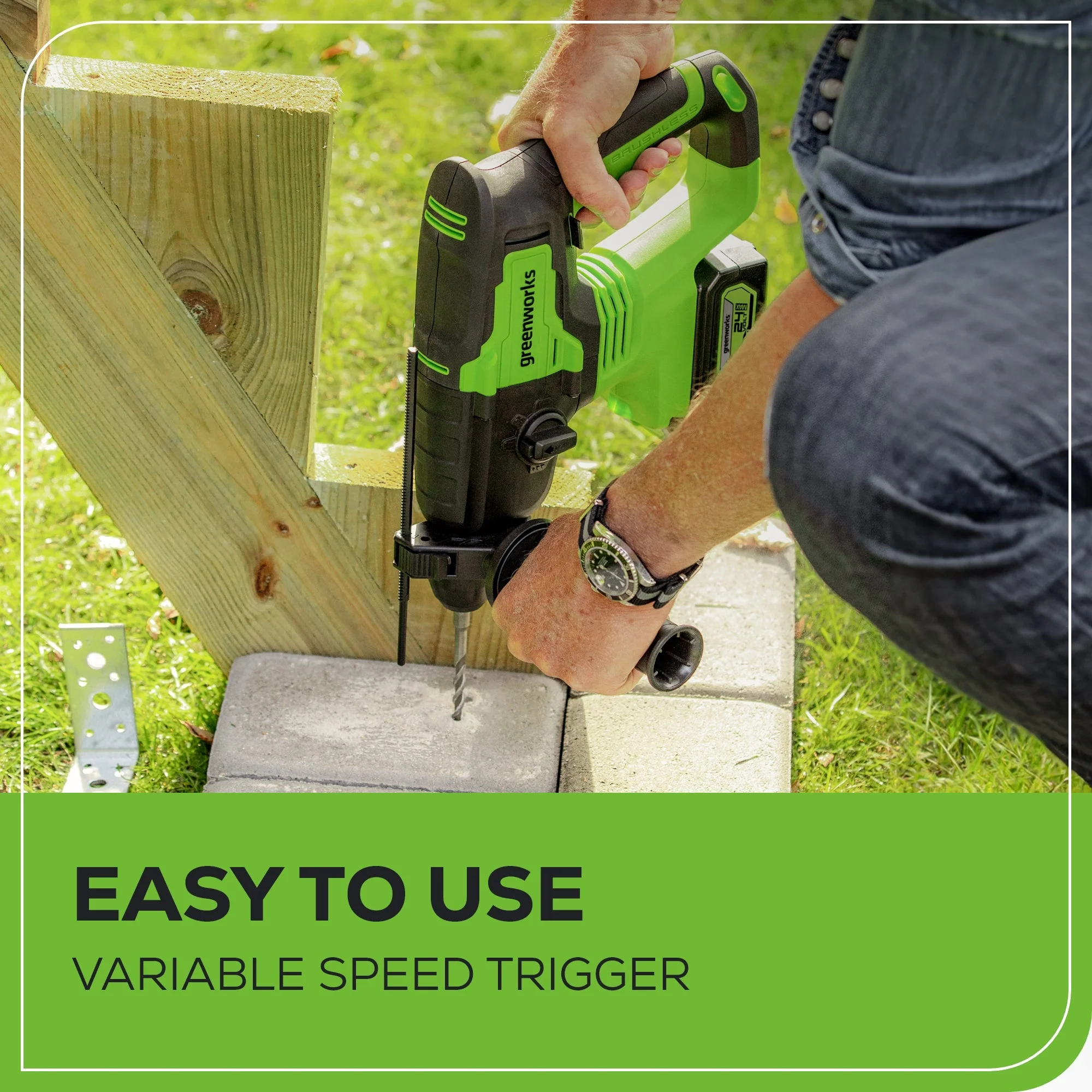 24V SDS-Plus 2J Brushless Rotary Hammer Drill: 4.0 Ah USB Battery and Charger - Image 9