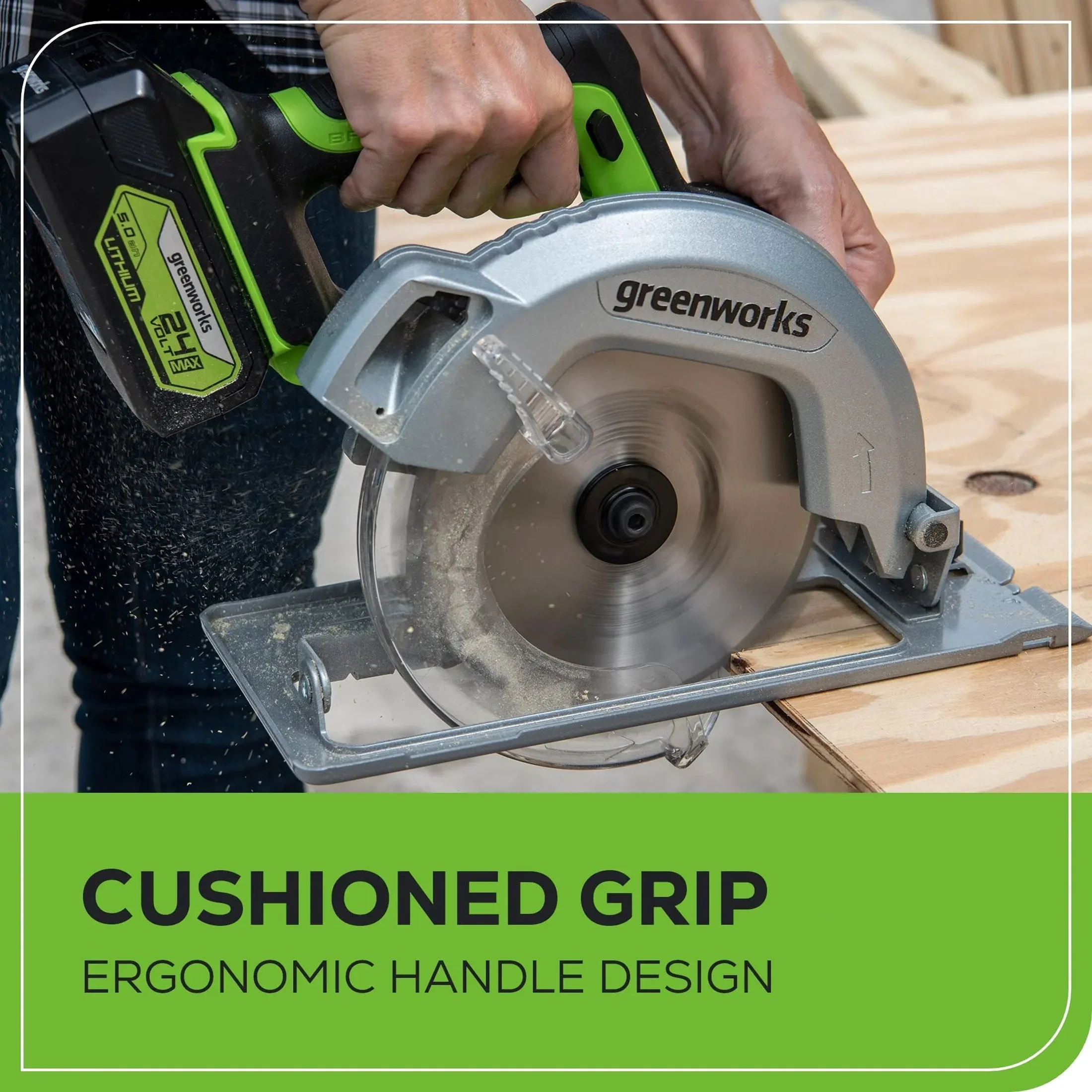 24V Circular Saw 7-1/4", Saw Blade and Dust Connector Kit: 4.0 Ah Battery and Charger - Image 6