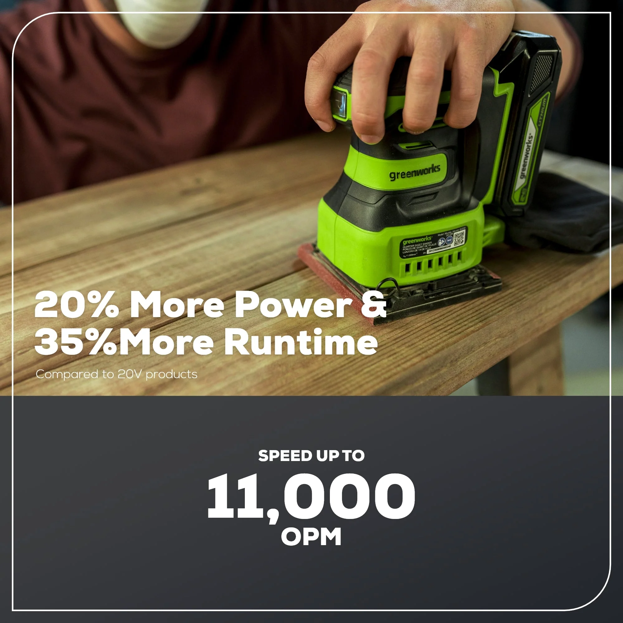24V Cordless Battery Quarter Sheet Sander: 2.0 Ah Battery and Charger - Image 3