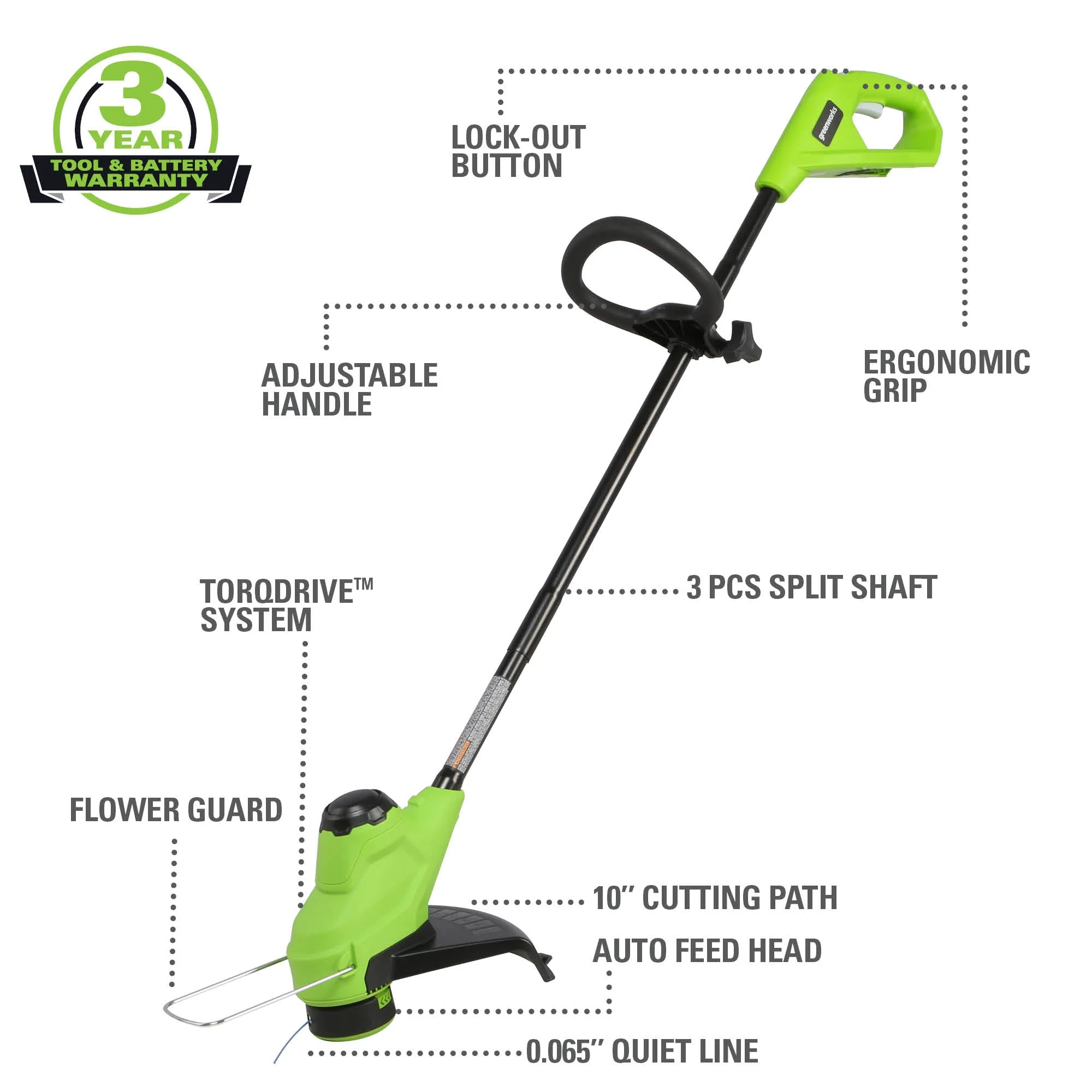 24V 10" Cordless Battery String Trimmer (Tool Only) - Image 3