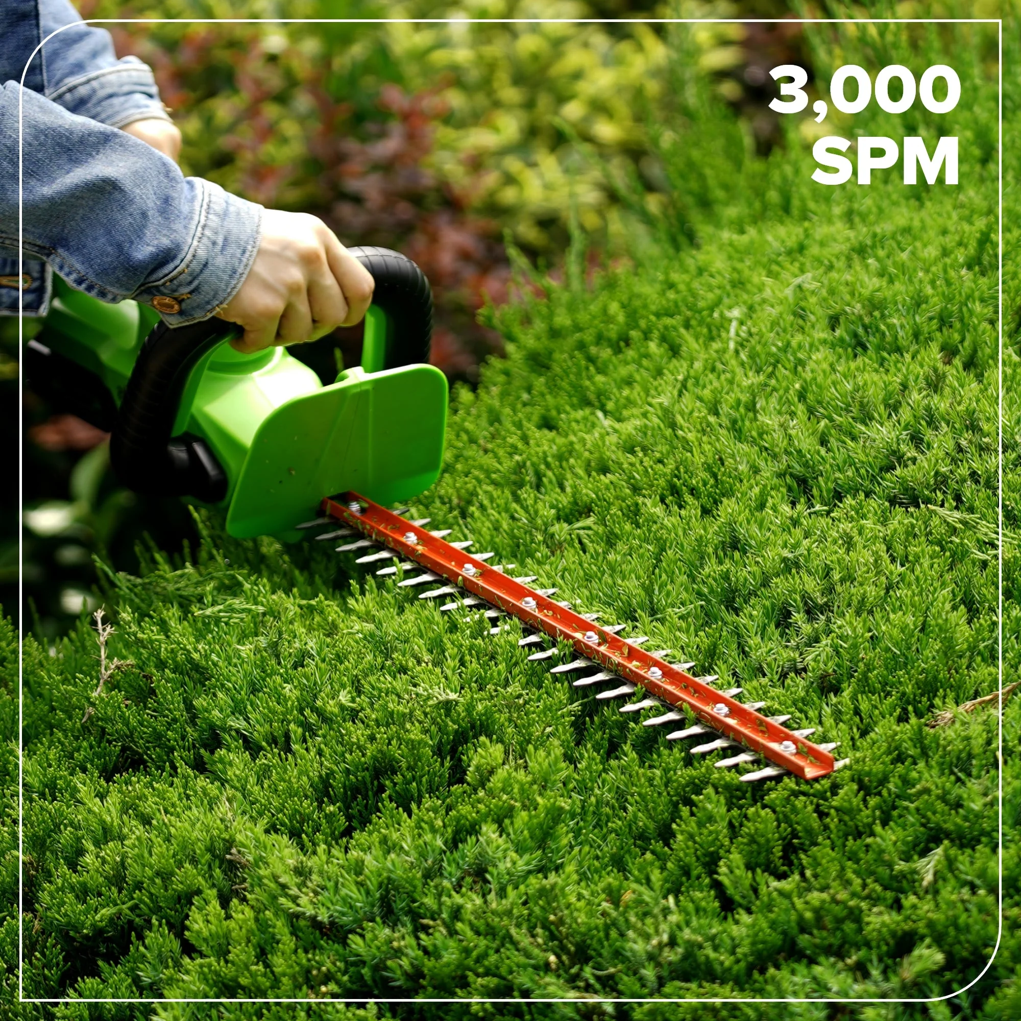 24V 22" Cordless Battery Hedge Trimmer 2800 SPM: 4.0 Ah USB Battery and Charger - Image 4