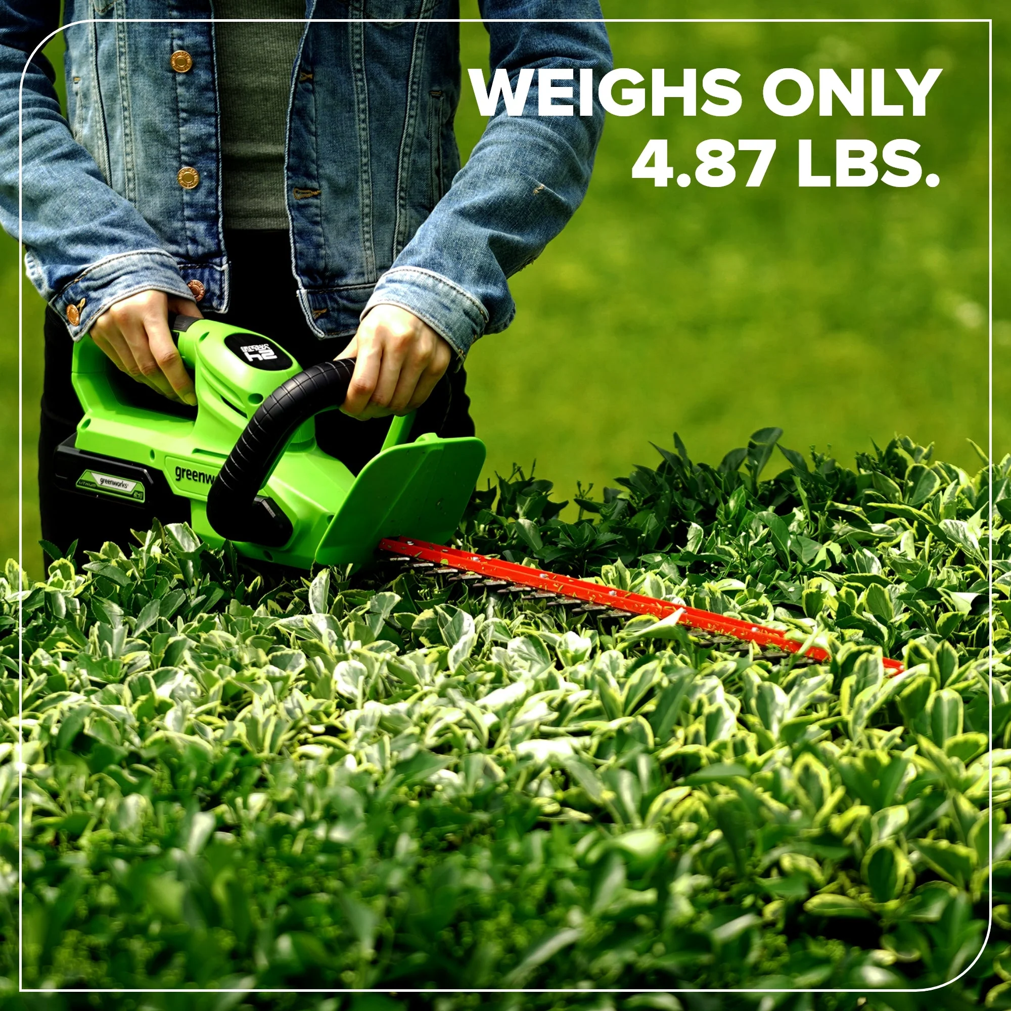 24V 22" Cordless Battery Hedge Trimmer 2800 SPM: 4.0 Ah USB Battery and Charger - Image 7
