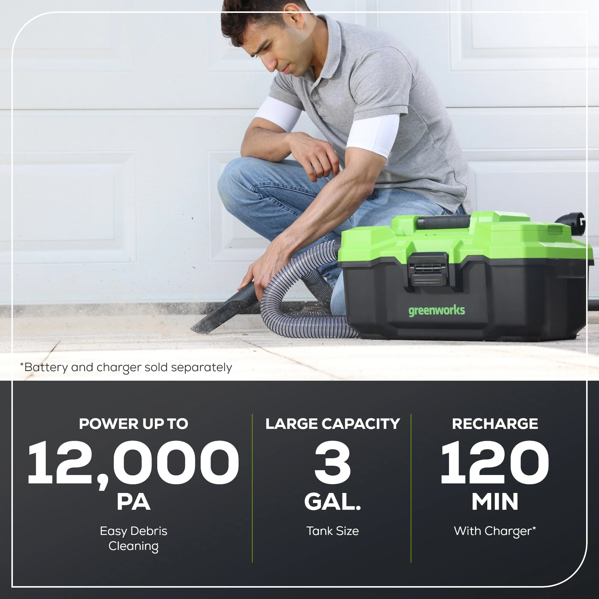 24V Brushless 3-Gal Cordless Battery Wet/Dry Shop Vacuum (Tool Only) - Image 3