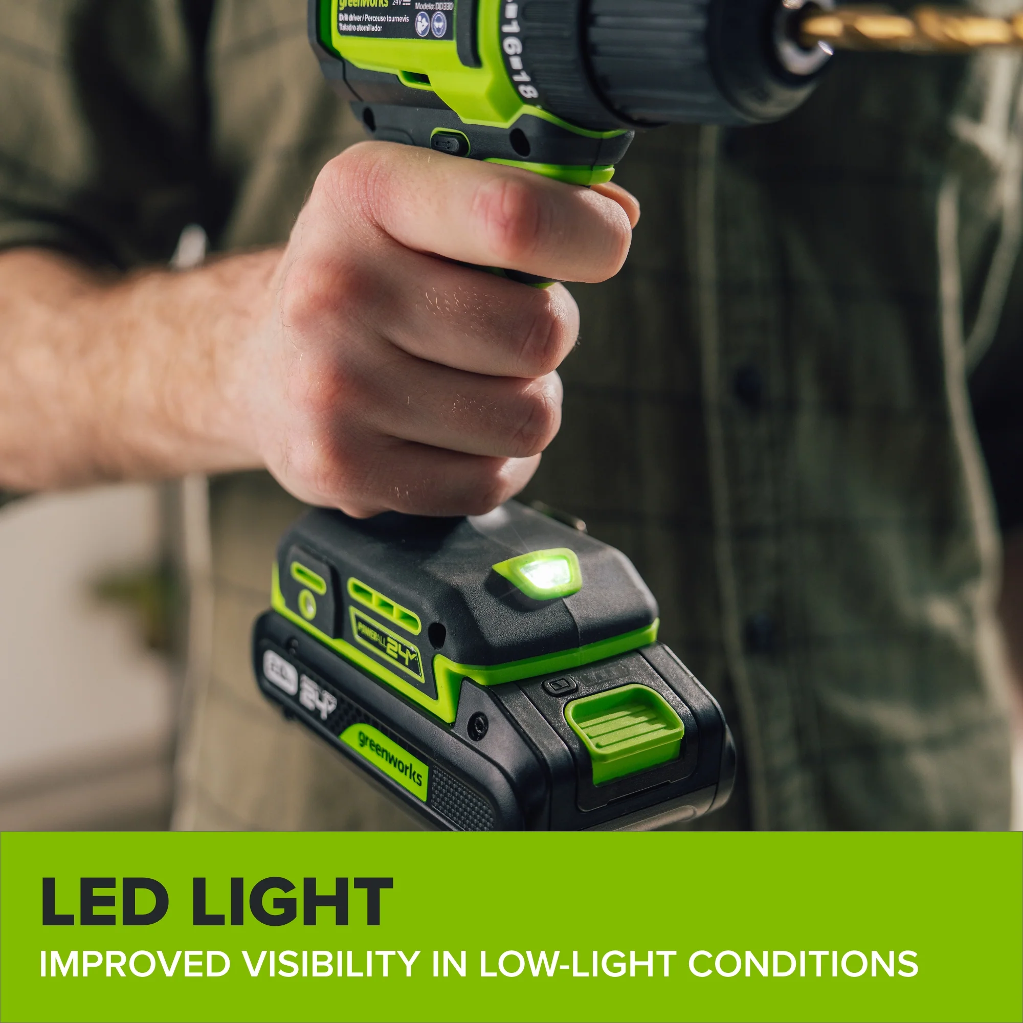 24V PowerAll 3/8" 280 in-lb Drill, with 2.0 Ah USB-C Battery, 30W USB-C Charger Block, 3' 100W USB-C Cable - Image 9