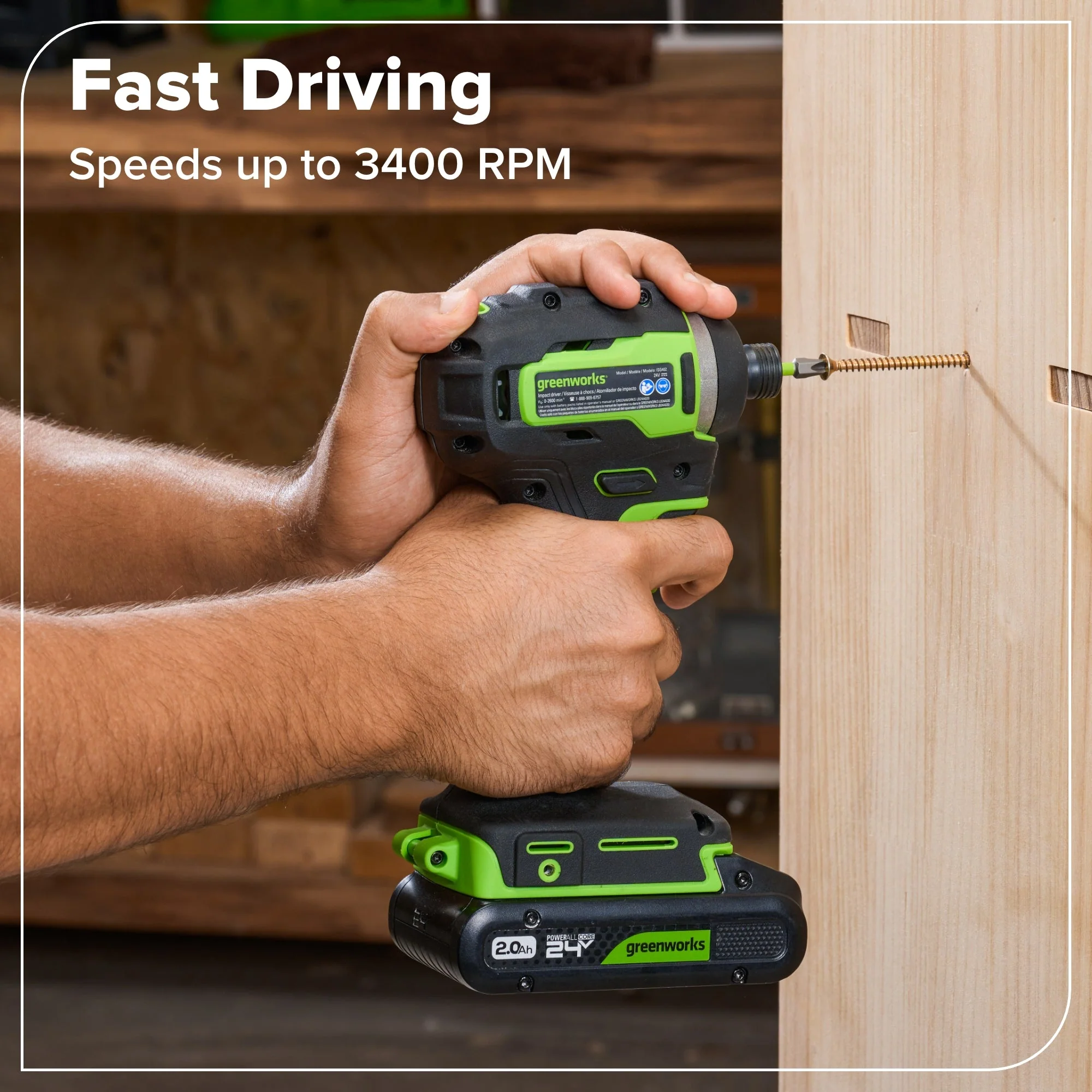 24V Cordless Battery 400 in-lbs Drill / Driver and 1950 in-lbs Impact Driver, Two(2) 2.0 Ah USB-C Batteries and 65W USB-C Fast Charger - Image 10
