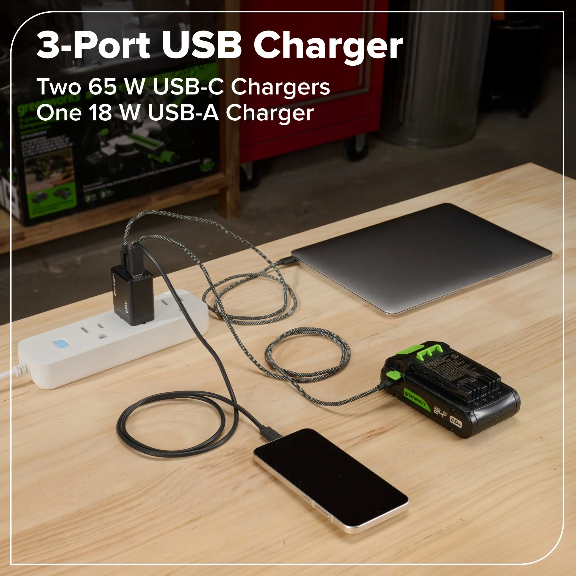 24V Cordless Battery 400 in-lbs Drill / Driver and 1950 in-lbs Impact Driver, Two(2) 2.0 Ah USB-C Batteries and 65W USB-C Fast Charger - Image 14