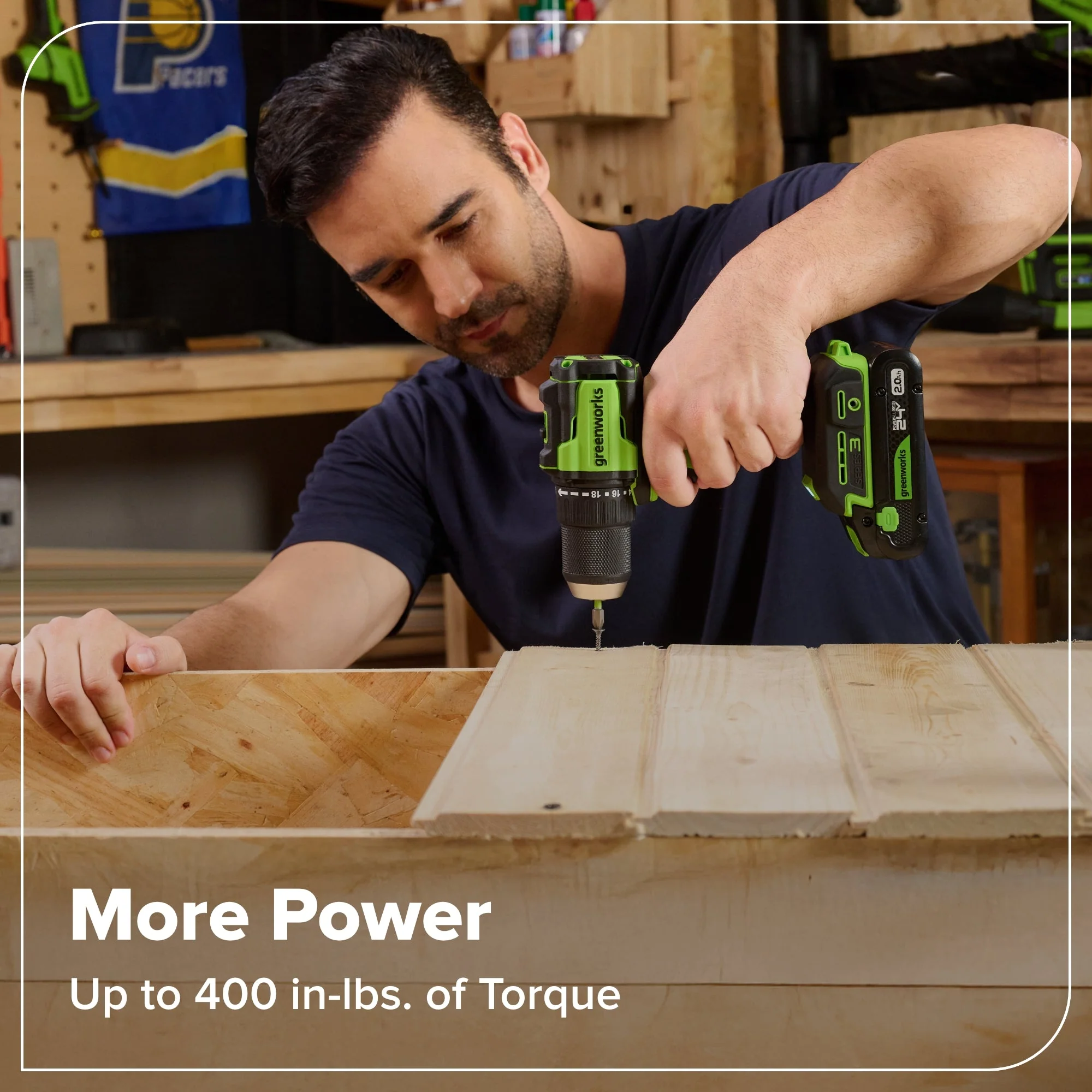 24V Cordless Battery 400 in-lbs Drill / Driver and 1950 in-lbs Impact Driver, Two(2) 2.0 Ah USB-C Batteries and 65W USB-C Fast Charger - Image 7