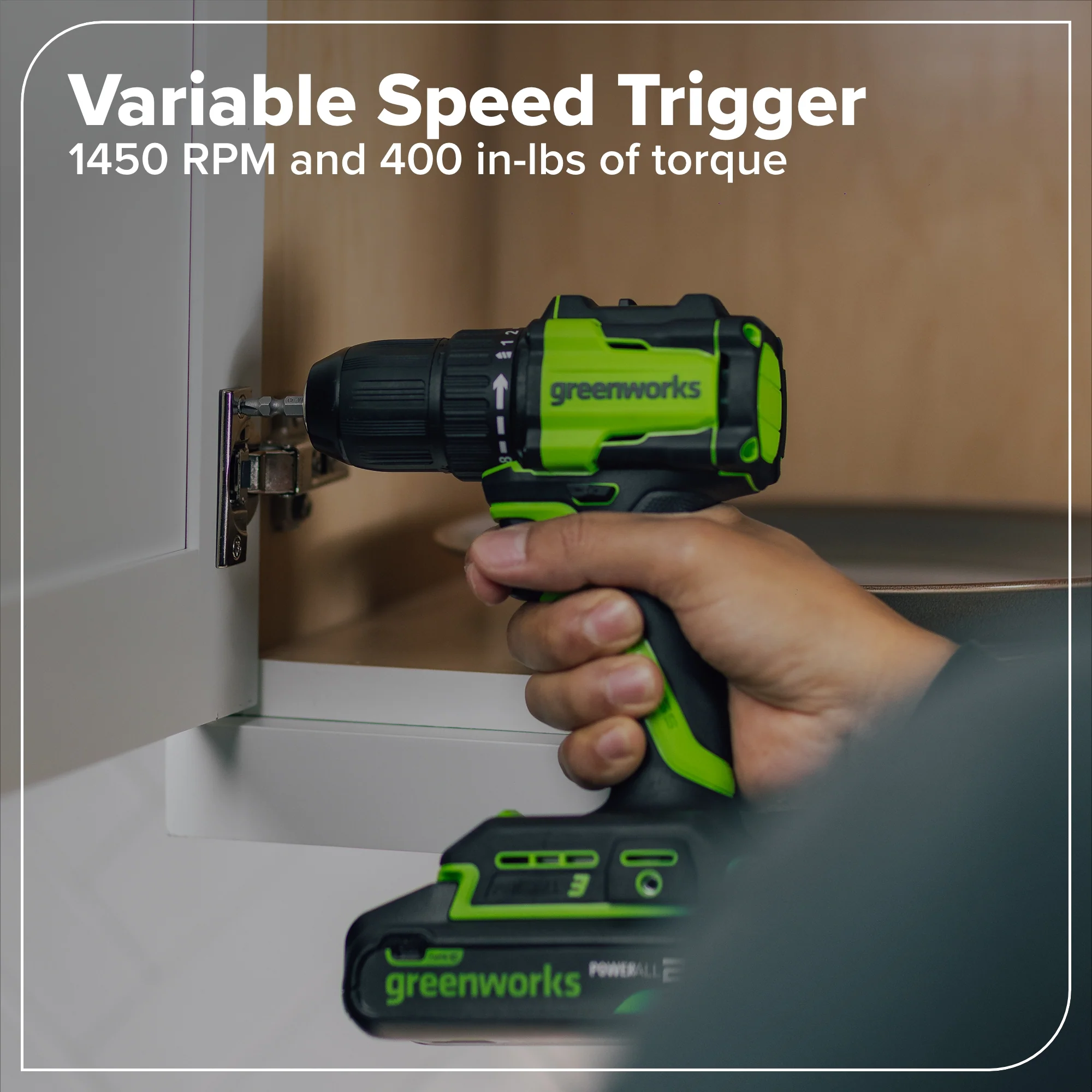 24V Cordless Battery 1/2" 400 in-lbs Drill / Driver: 2.0 Ah Batteries and Charger - Image 4