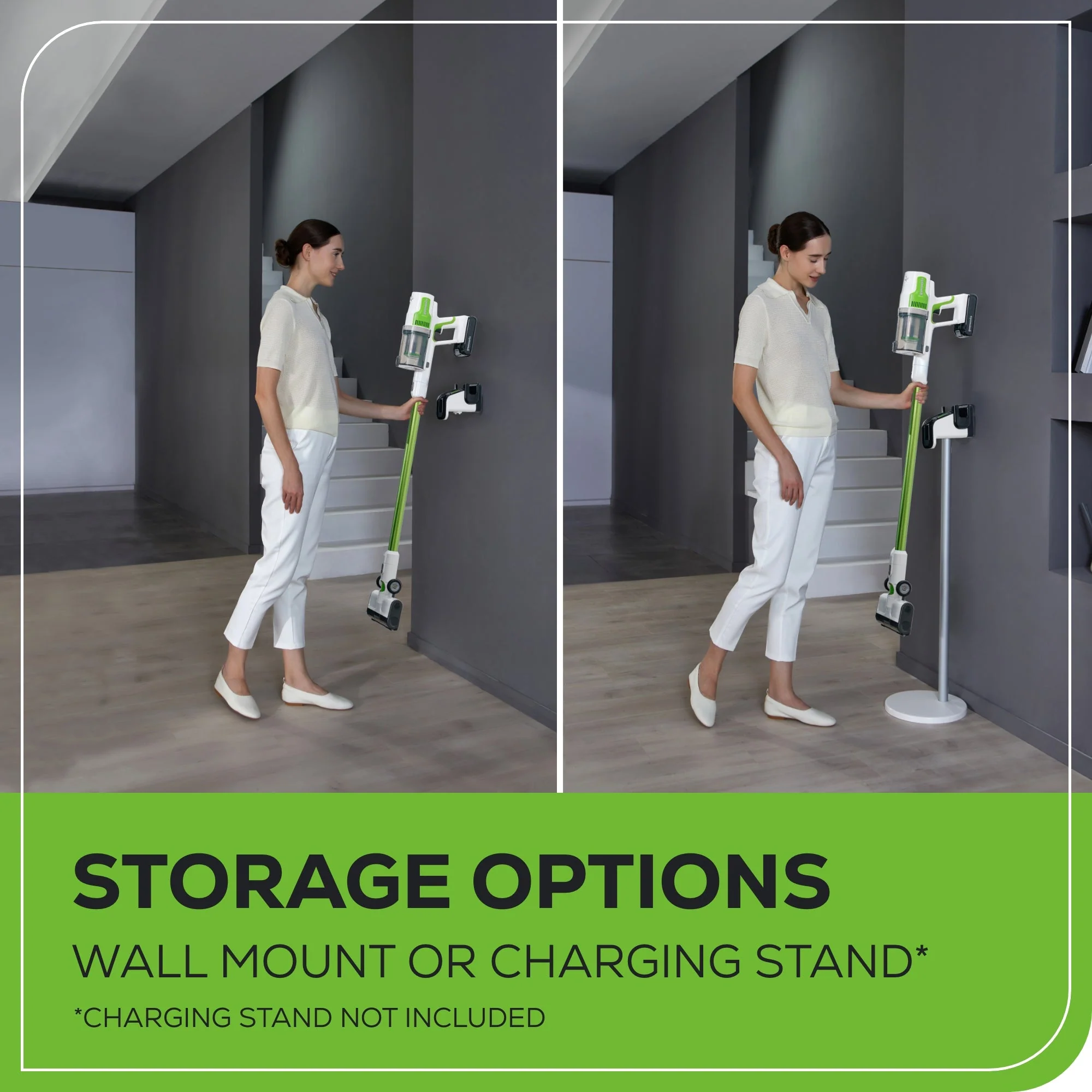 24V Cordless Battery Green Stick Vacuum: 4.0 Ah Battery and Compact Charger - Image 5