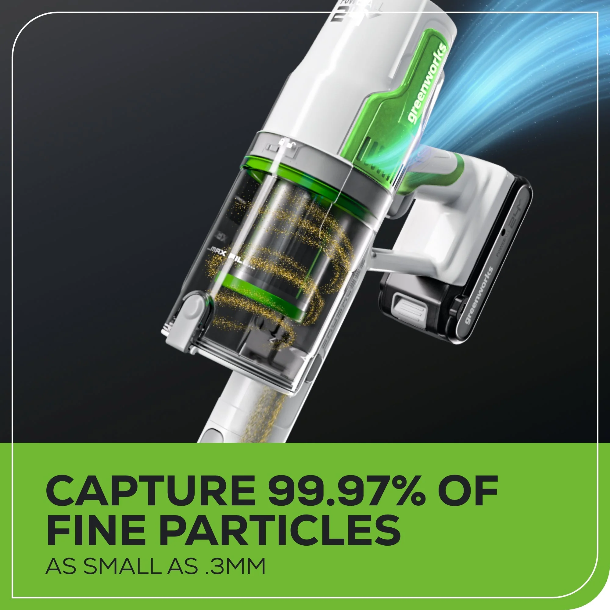 24V Cordless Battery Green Stick Vacuum: 4.0 Ah Battery and Compact Charger - Image 8
