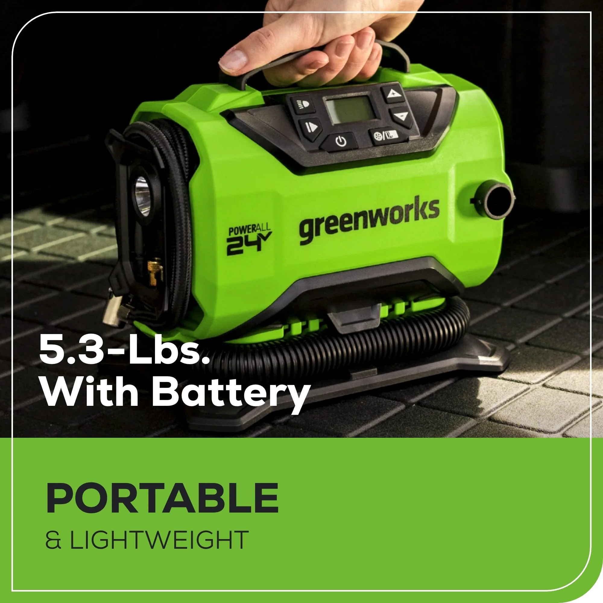 24V Cordless Battery Inflator, (1) 2Ah USB Battery and Charger - Image 6