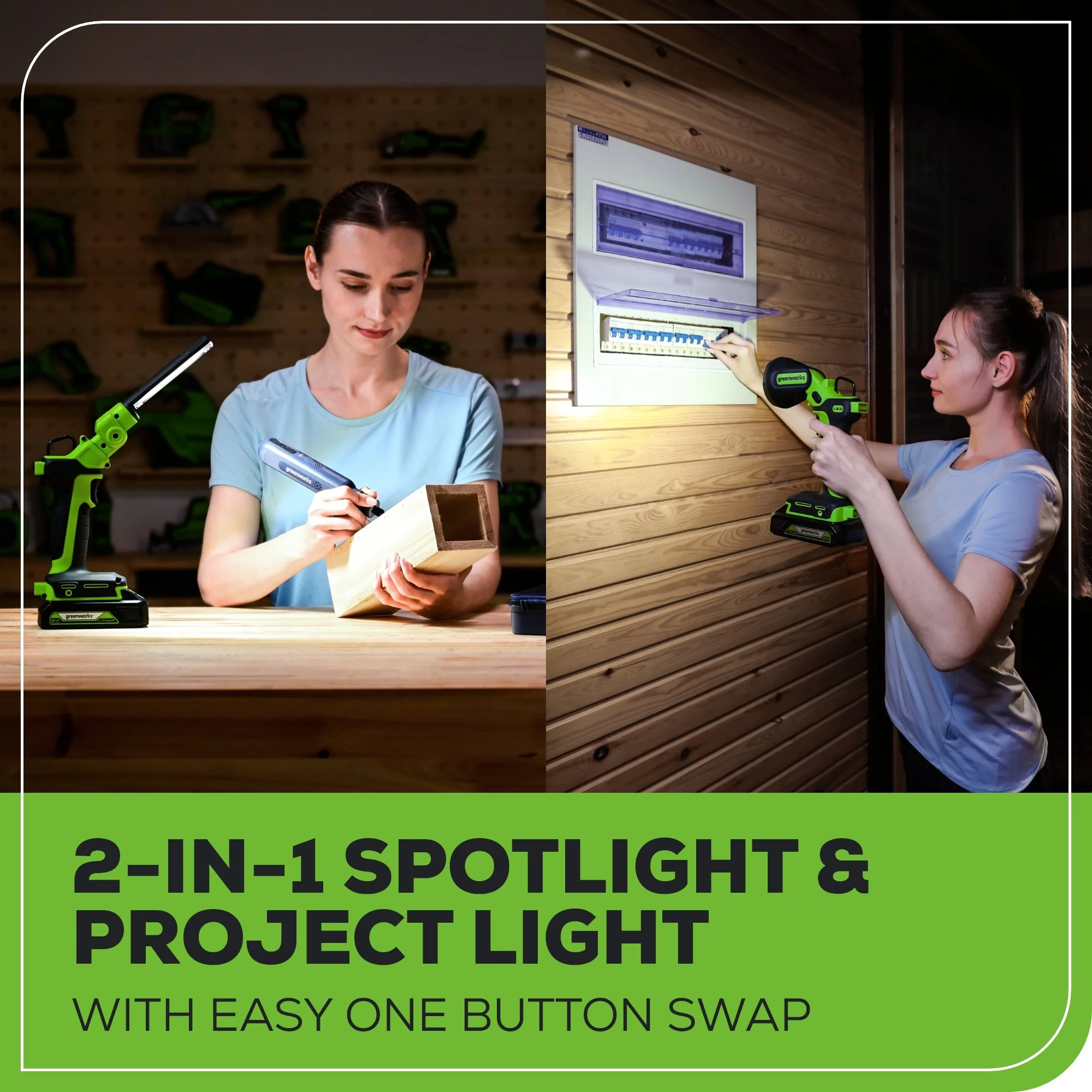 24V Cordless Battery 2-in-1 Work Light: 2.0 Ah Battery and Charger - Image 4