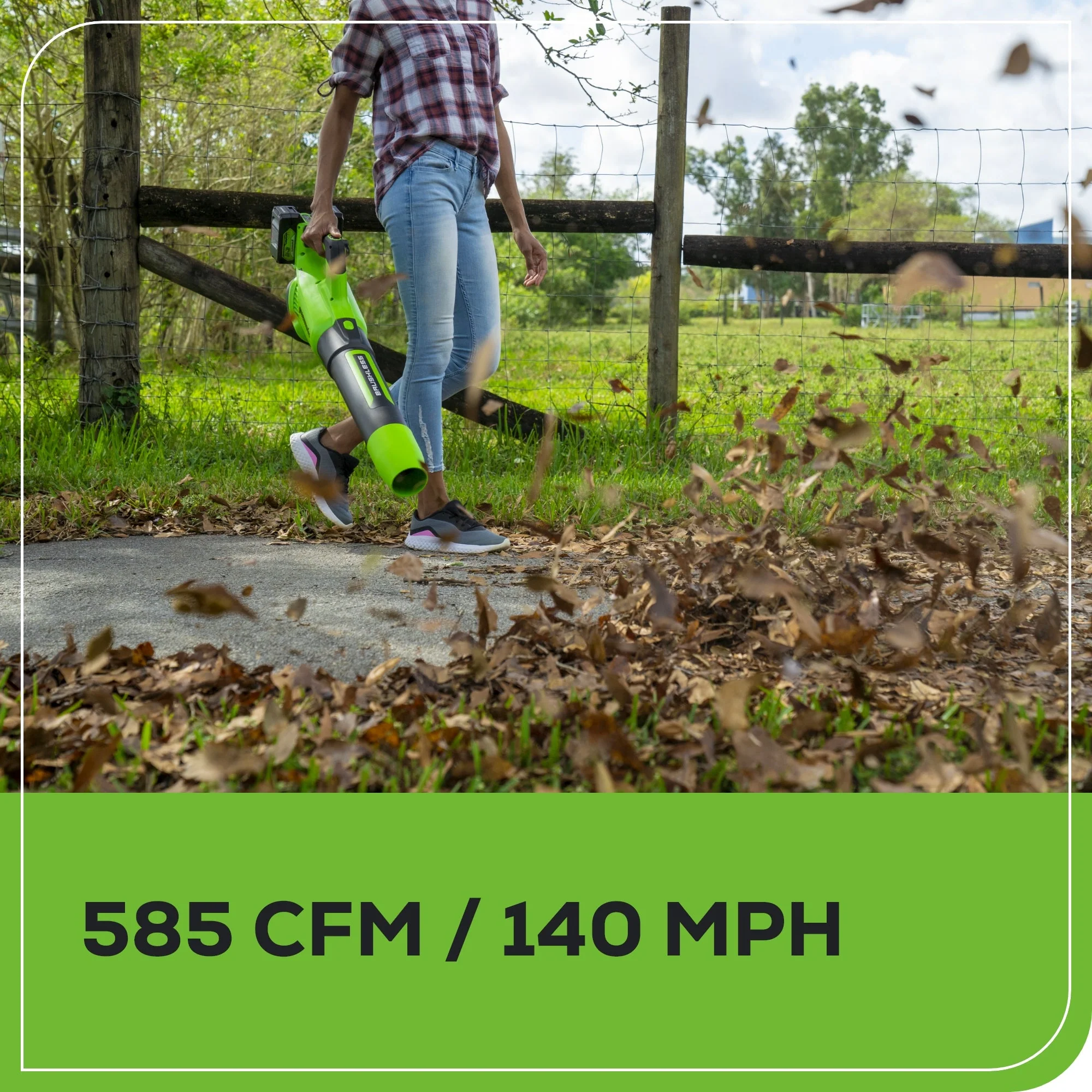 48V (24V x 2) 585 CFM Cordless Battery Leaf Blower w/ (2) 4.0 Ah USB Batteries & Dual Port Charger - Image 5