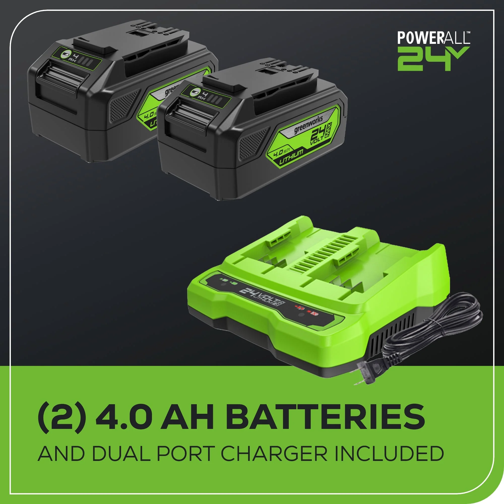 48V (24V x 2) 585 CFM Cordless Battery Leaf Blower w/ (2) 4.0 Ah USB Batteries & Dual Port Charger - Image 8
