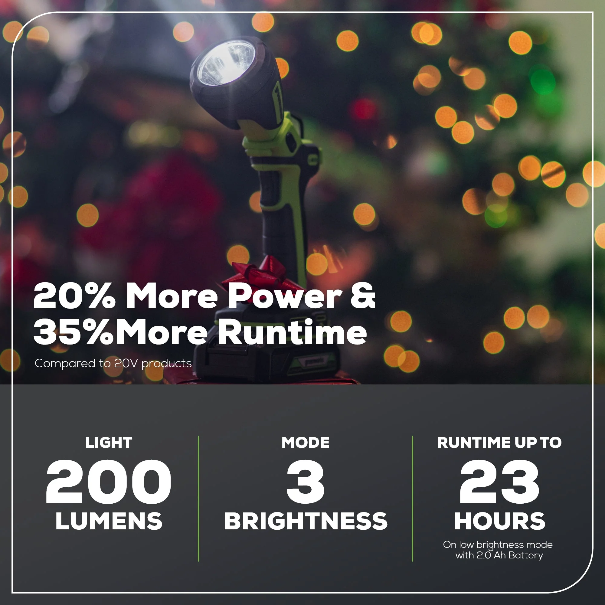 24V 200 Lumen Cordless Battery LED Flashlight (Tool Only) - Image 3