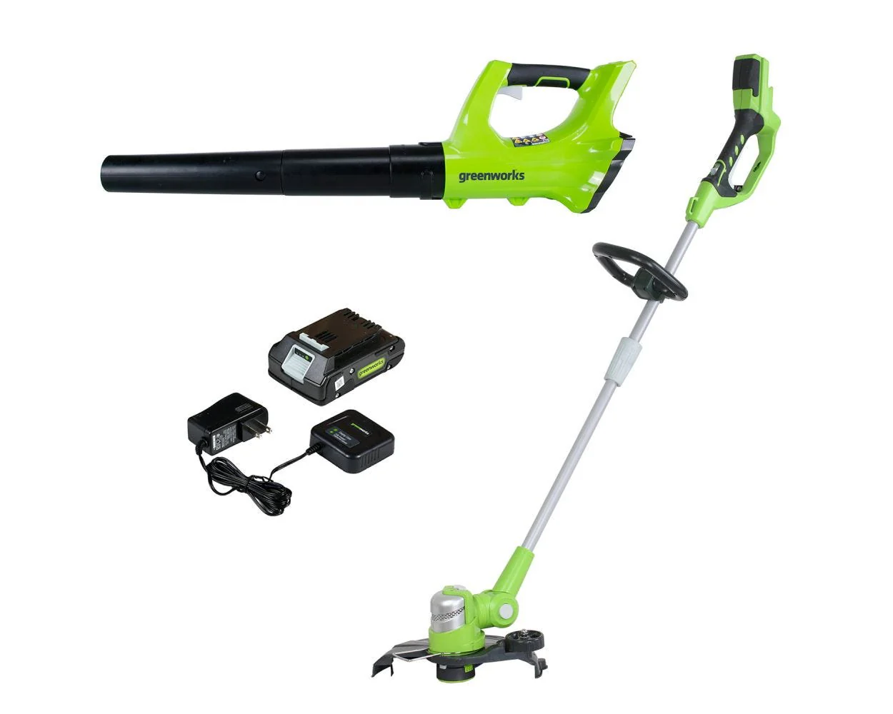 24V 12" Cordless Battery String Trimmer & 330 CFM Leaf Blower Combo Kit w/ 2.0 Ah Battery & Charger - Image 2