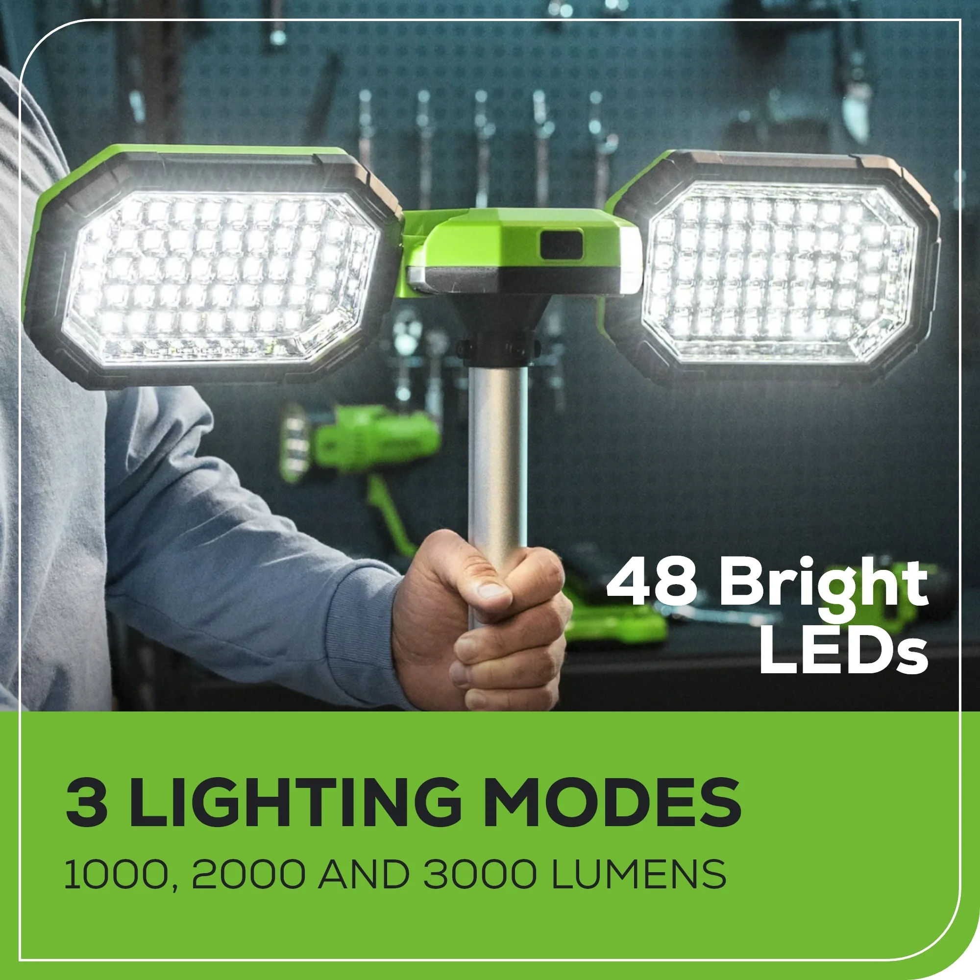 24V Cordless Battery Standing Light Kit: 2.0 Ah Battery and Charger - Image 4
