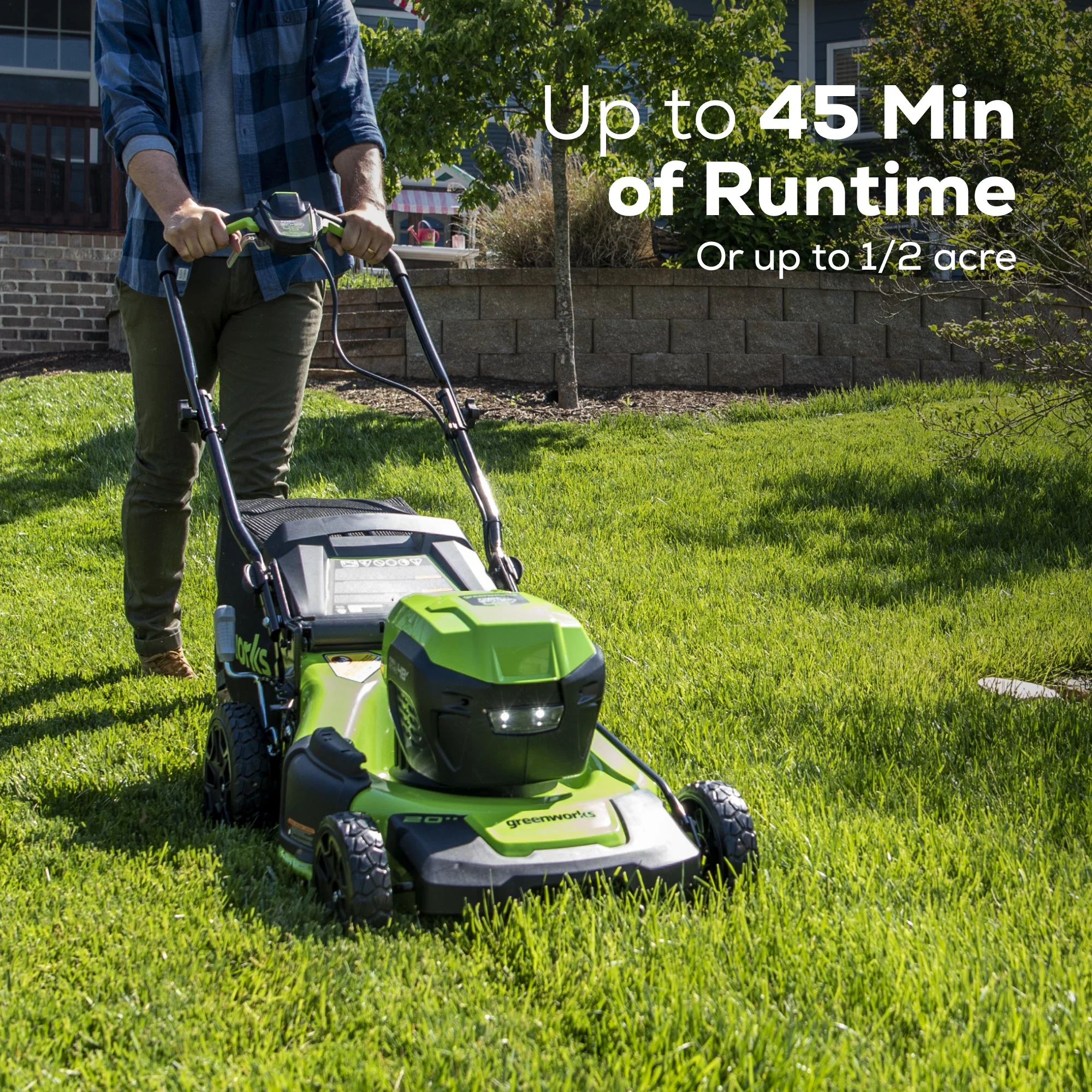 48V (24V x 2) 20" Cordless Battery Push Mower: (2) 4.0 Ah USB Batteries and Dual-Port Rapid Charger - Image 5