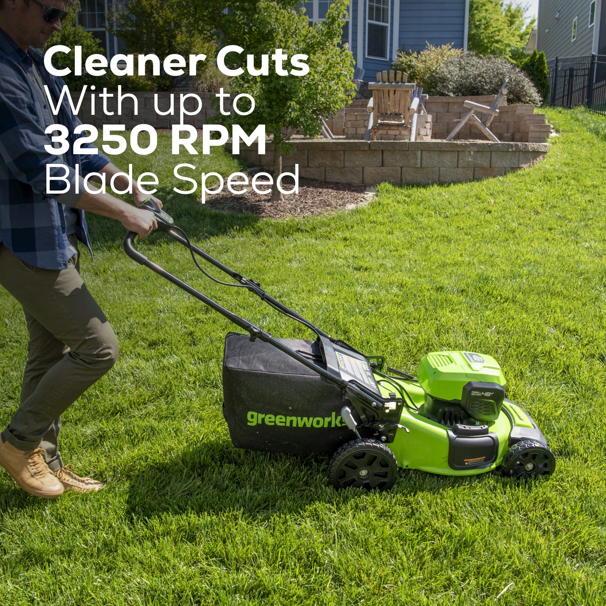48V (24V x 2) 20" Cordless Battery Push Mower: (2) 4.0 Ah USB Batteries and Dual-Port Rapid Charger - Image 6