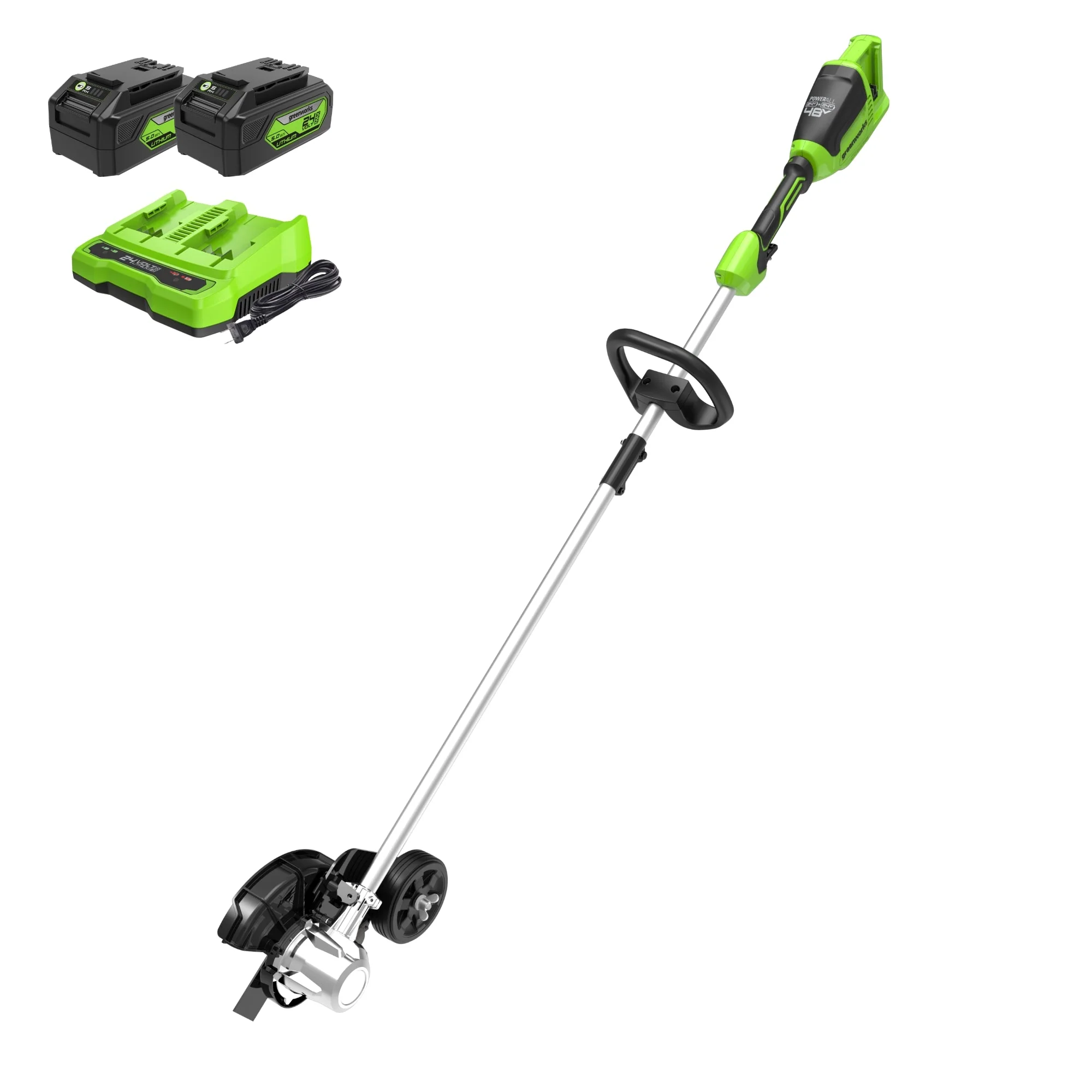 48V (24V x 2) 8" Edger: (2) 4.0 Ah USB Batteries and Dual-Port Charger