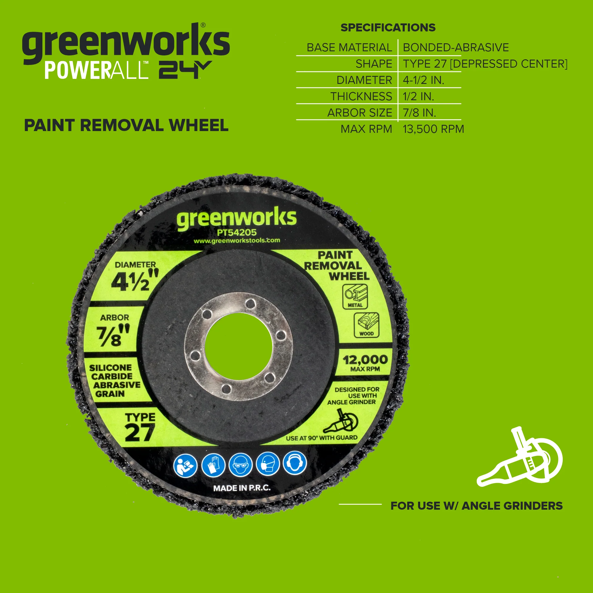 4-1/2" Paint Removal Wheel for Angle Grinder, Silicone Carbide Abrasive Grain, Type 27 - Image 3