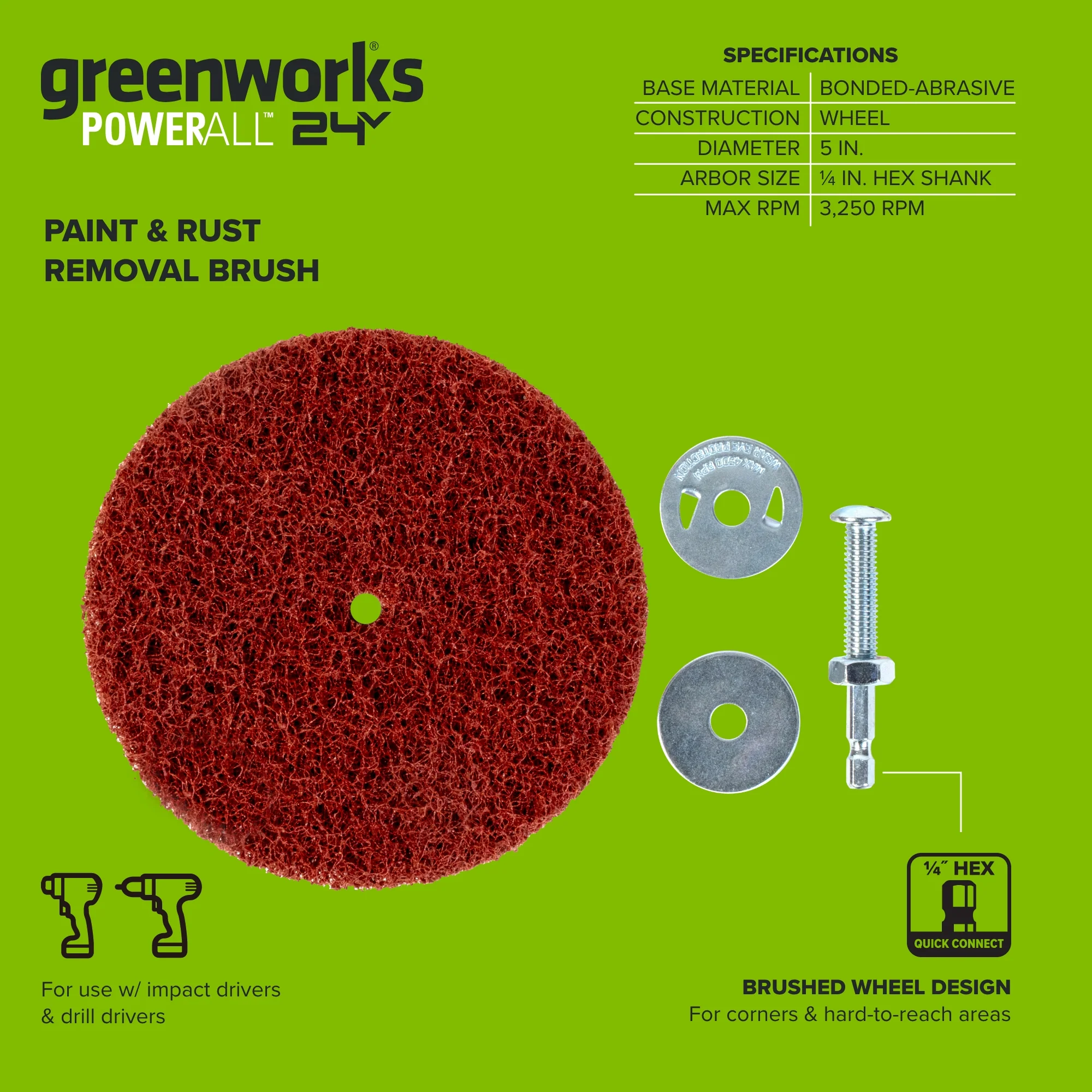 5" Paint and Rust Removal Brush for Use with Impact and Drill Drivers - Image 3