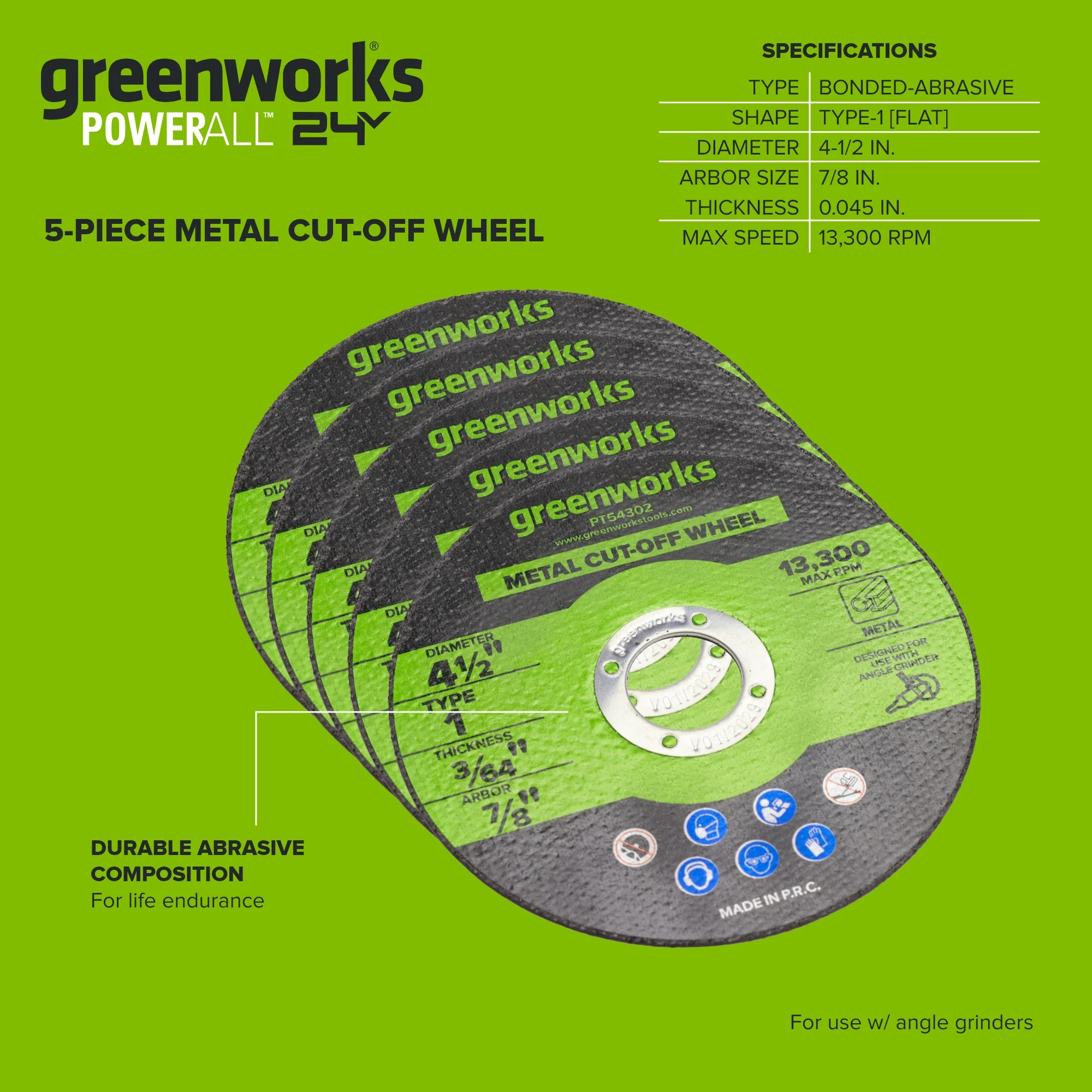 5-Pack of 4-1/2" Turbo-Rim Diamond Wheels, for Use With Angle Grinder, Wet or Dry, for Ceramic Tile or Masonry - Image 3