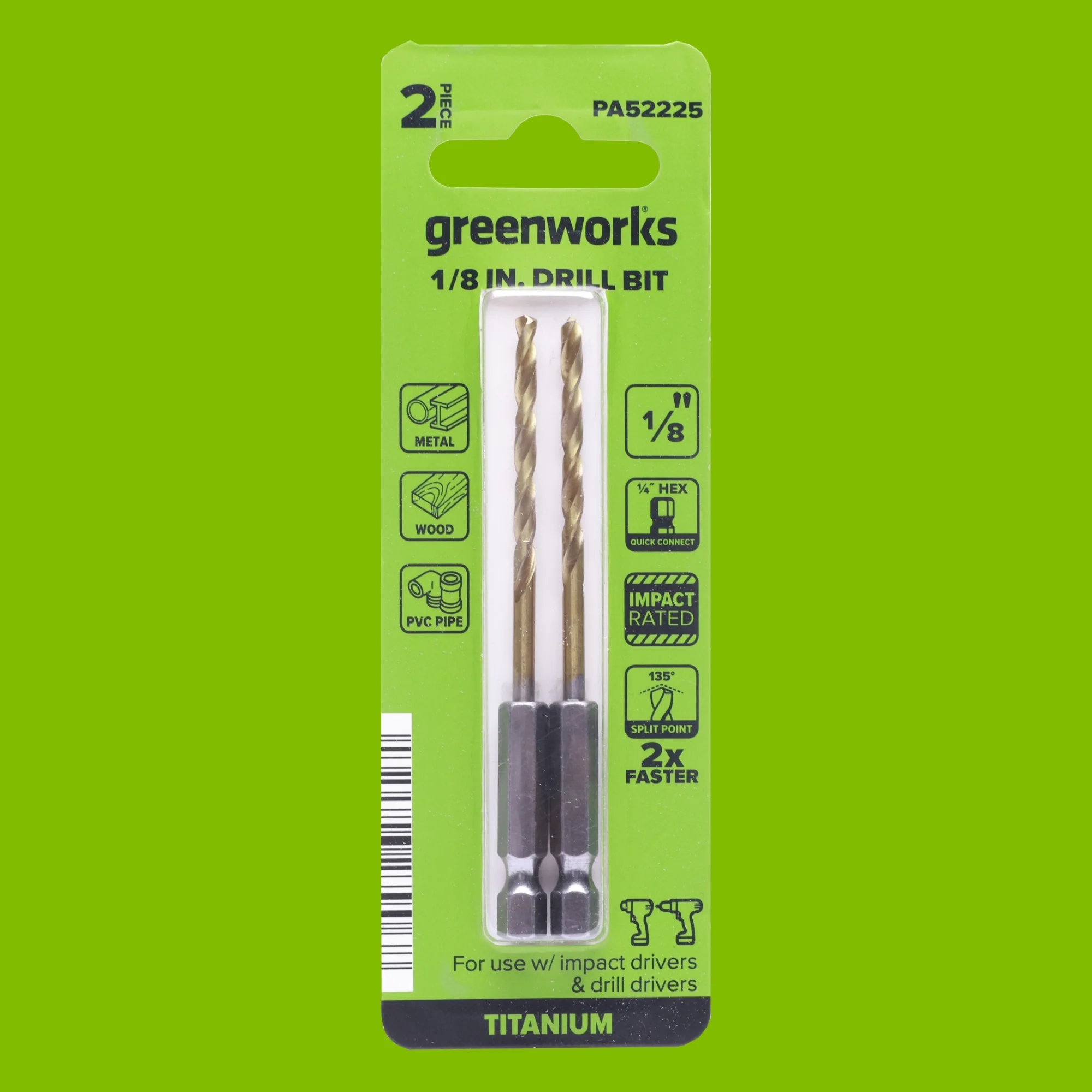 1/8" Drill Bit for Metal, Wood, PVC or more, Impact-Rated, 135˚ Split Point, 1/4" Hex Quick-Connect Base - Image 5