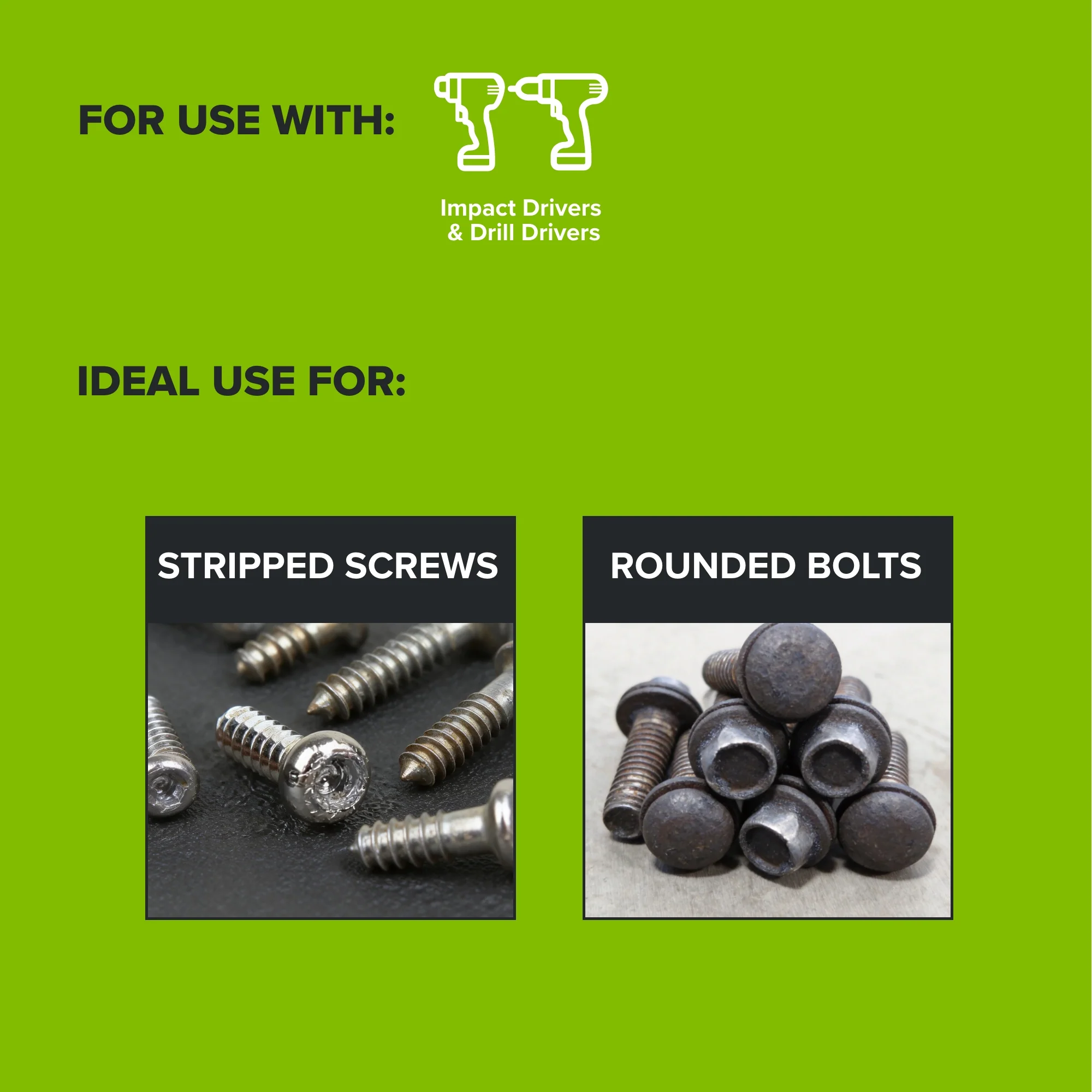 4-Piece Screw Extractor Set, #1-#4 Sizes, for Use with Impact and Drill Drivers - Image 4