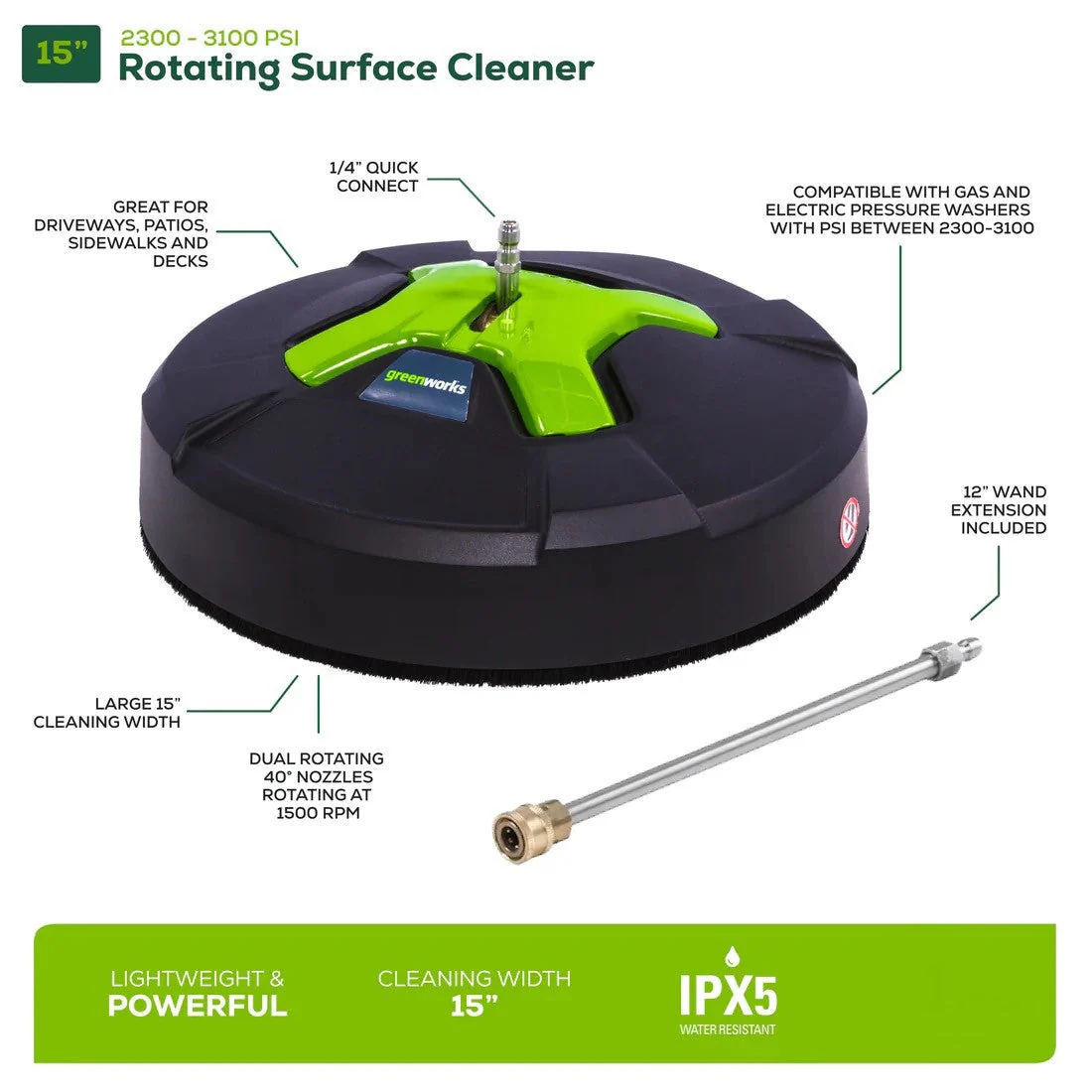 3000 PSI Pressure Washer, 15" Surface Cleaner and Extension Combo Kit - Image 3