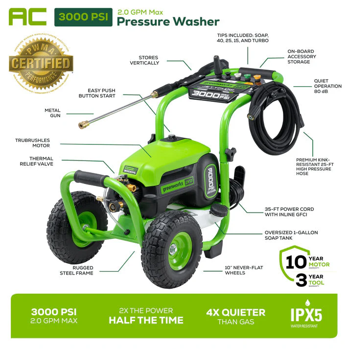 3000 PSI Pressure Washer, Premium Foam Cannon Combo Kit - Image 2