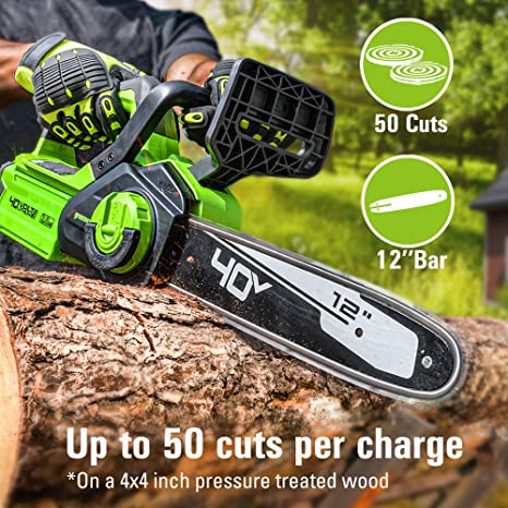 40V 12" Gen2 Cordless Battery Chainsaw: 2.0 Ah Battery and Charger - Image 3