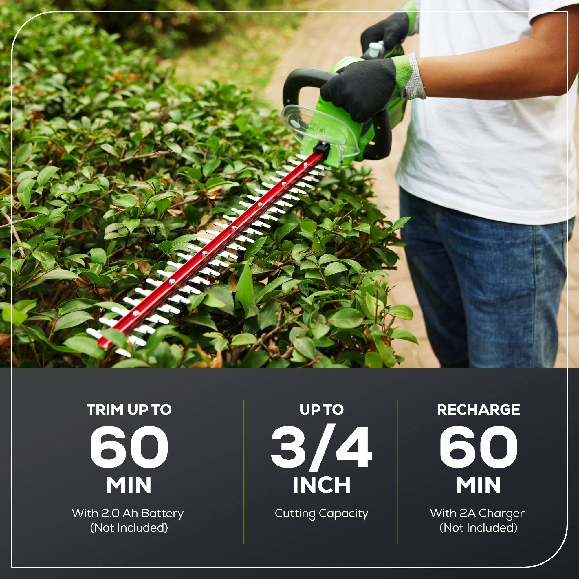 40V 12" Cordless Battery String Trimmer, 550 CFM Blower and 24" Hedge Trimmer Combo Kit: 2.0 Ah Battery and Charger - Image 11