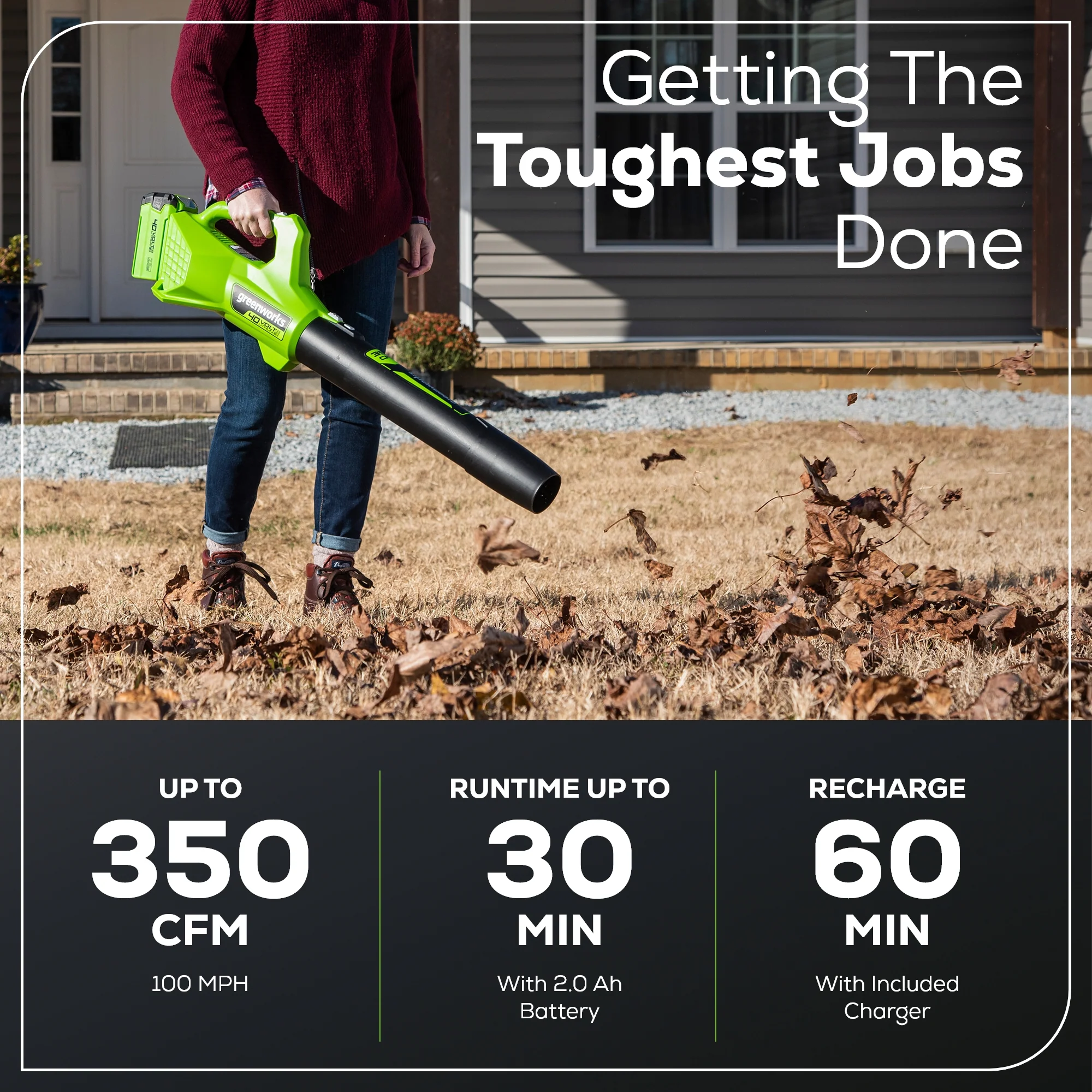 40V 13" Gen 2 String Trimmer and 350 CFM Cordless Battery Leaf Blower Combo Kit, (3).065" Spools,(1)2.0 Ah Battery and Charger - Image 3