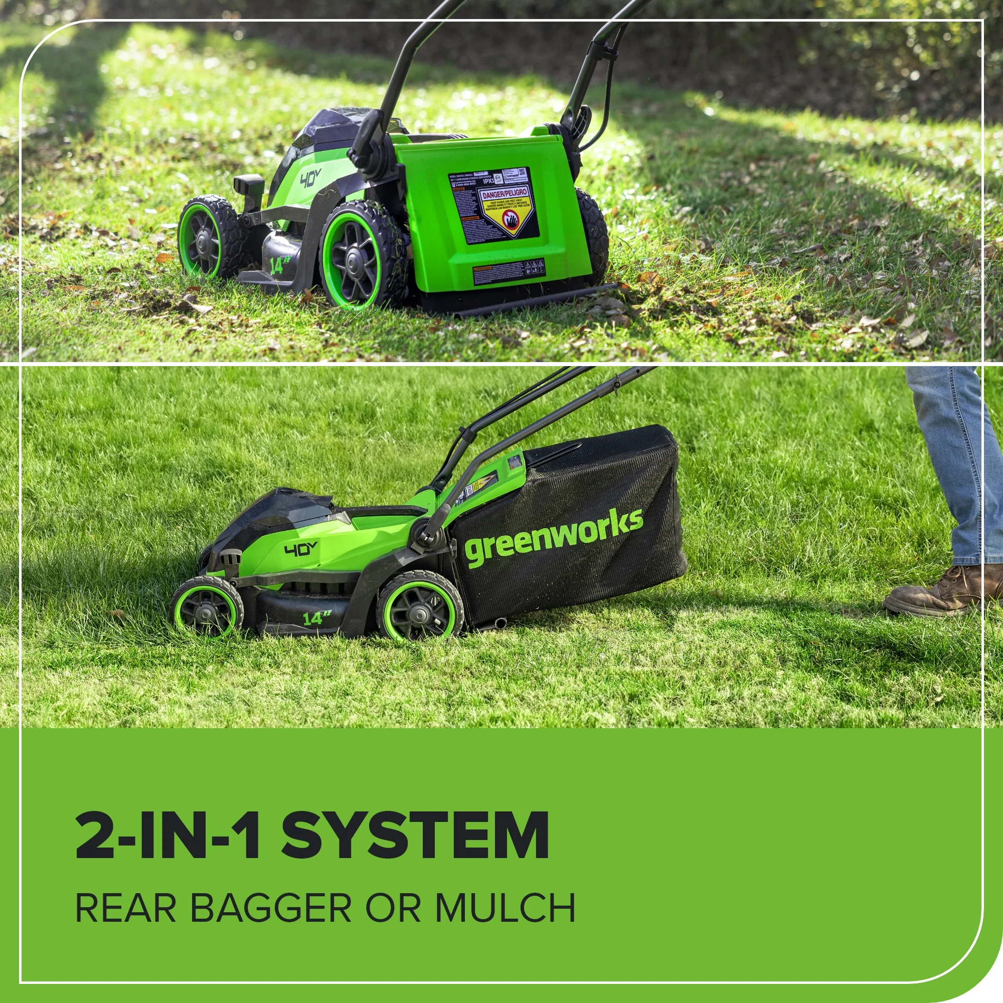 40V 14" Cordless Battery BL Push Lawn Mower: 4.0 Ah Battery and Charger - Image 10