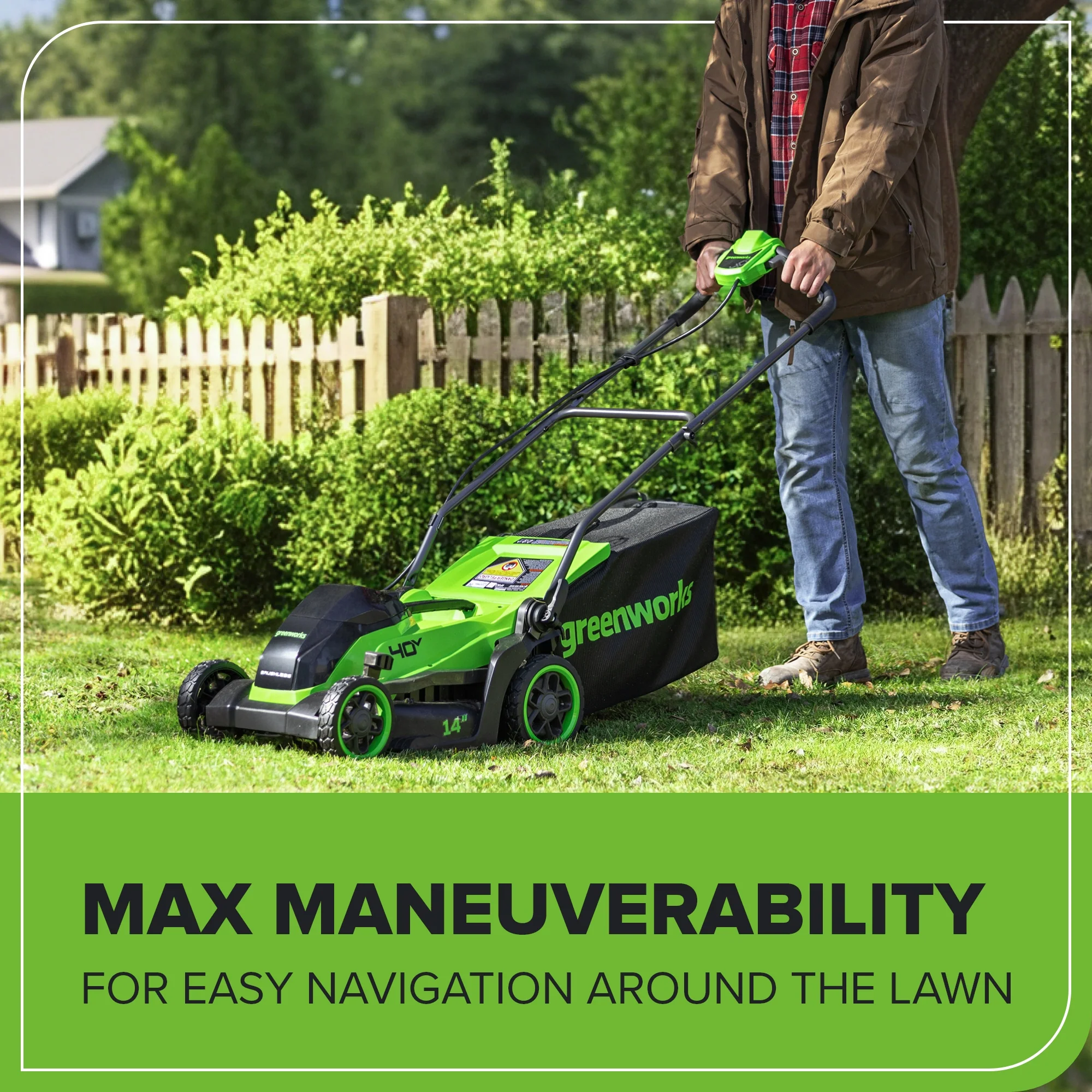 40V 14" Cordless Battery BL Push Lawn Mower: 4.0 Ah Battery and Charger - Image 8