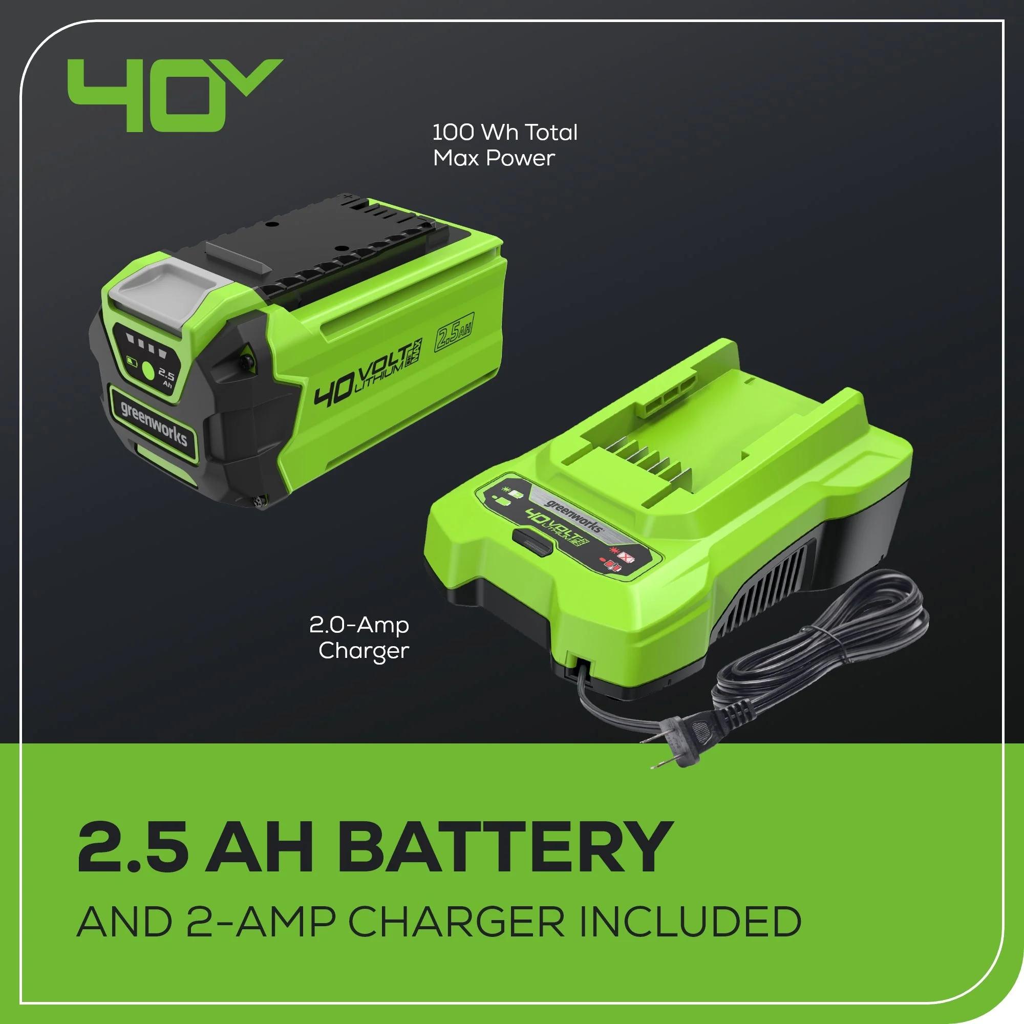 40V 14" Cordless Battery 1.0 kW Chainsaw and 10" Pole Saw and Hedge Trimmer Attachment: (2) 2.5 Ah Battery and (2) Chargers - Image 11