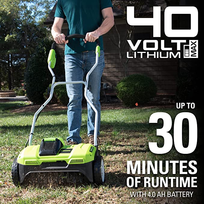 40V 14" Cordless Dethatcher: 4.0 Ah Battery and Charger - Image 3