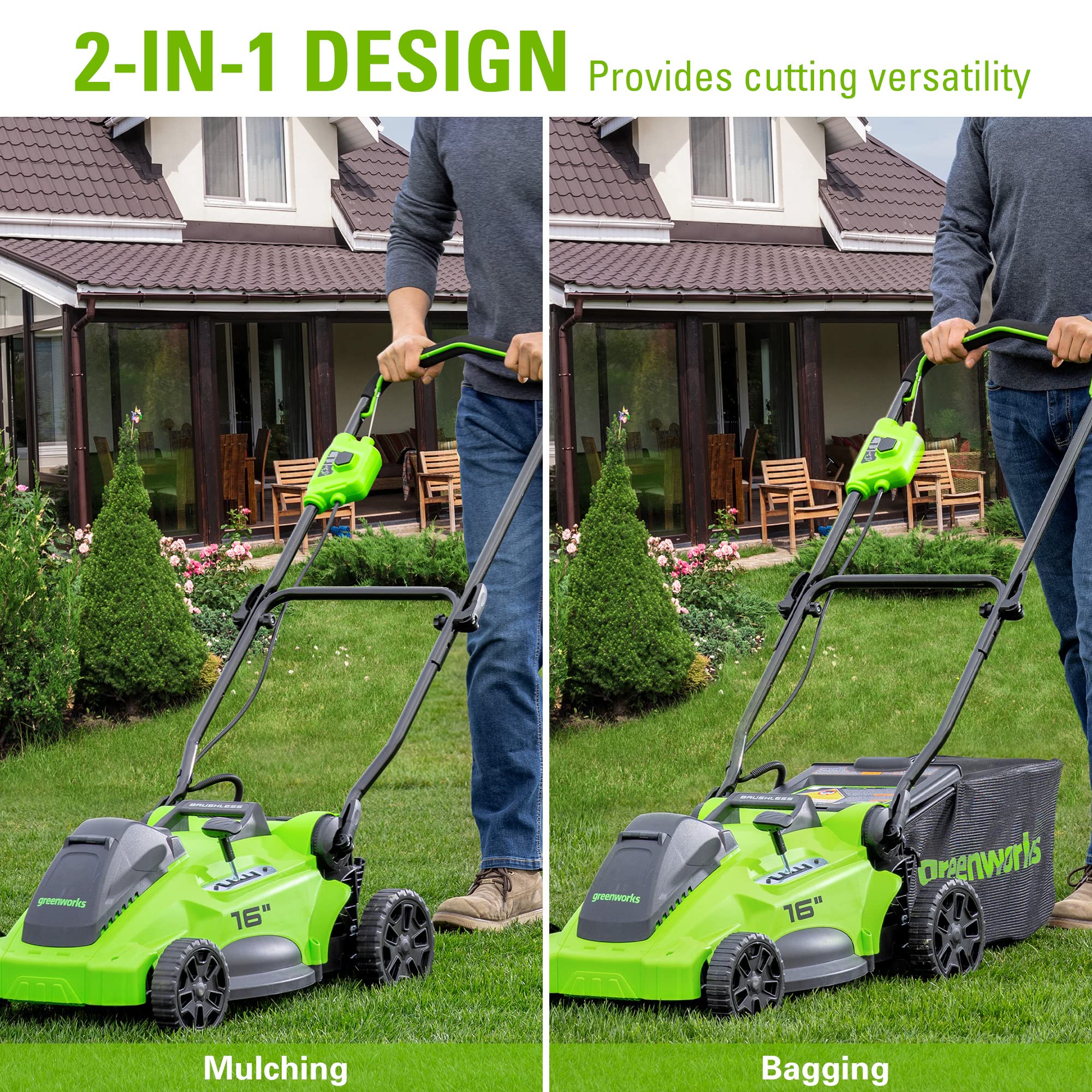 40V 16" Cordless Battery Push Mower 3pc Combo Kit, 4Ah Battery, 2Ah Battery and Charger - Image 7