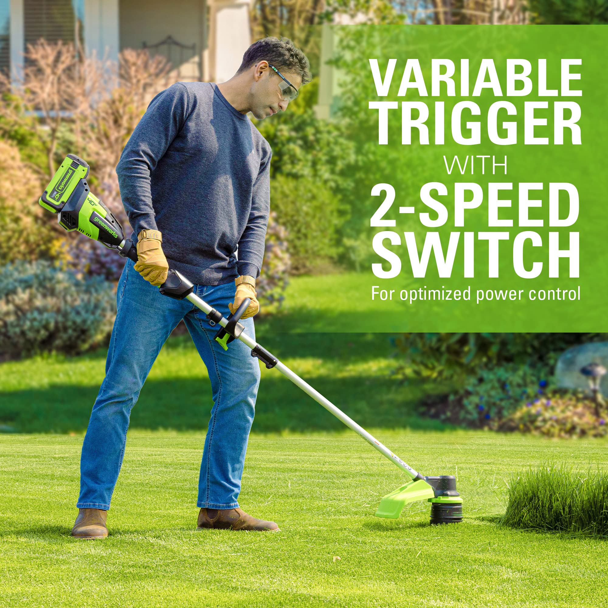 40V 17" Cordless Battery String Trimmer, 8.0 Ah Battery and Charger - Image 3